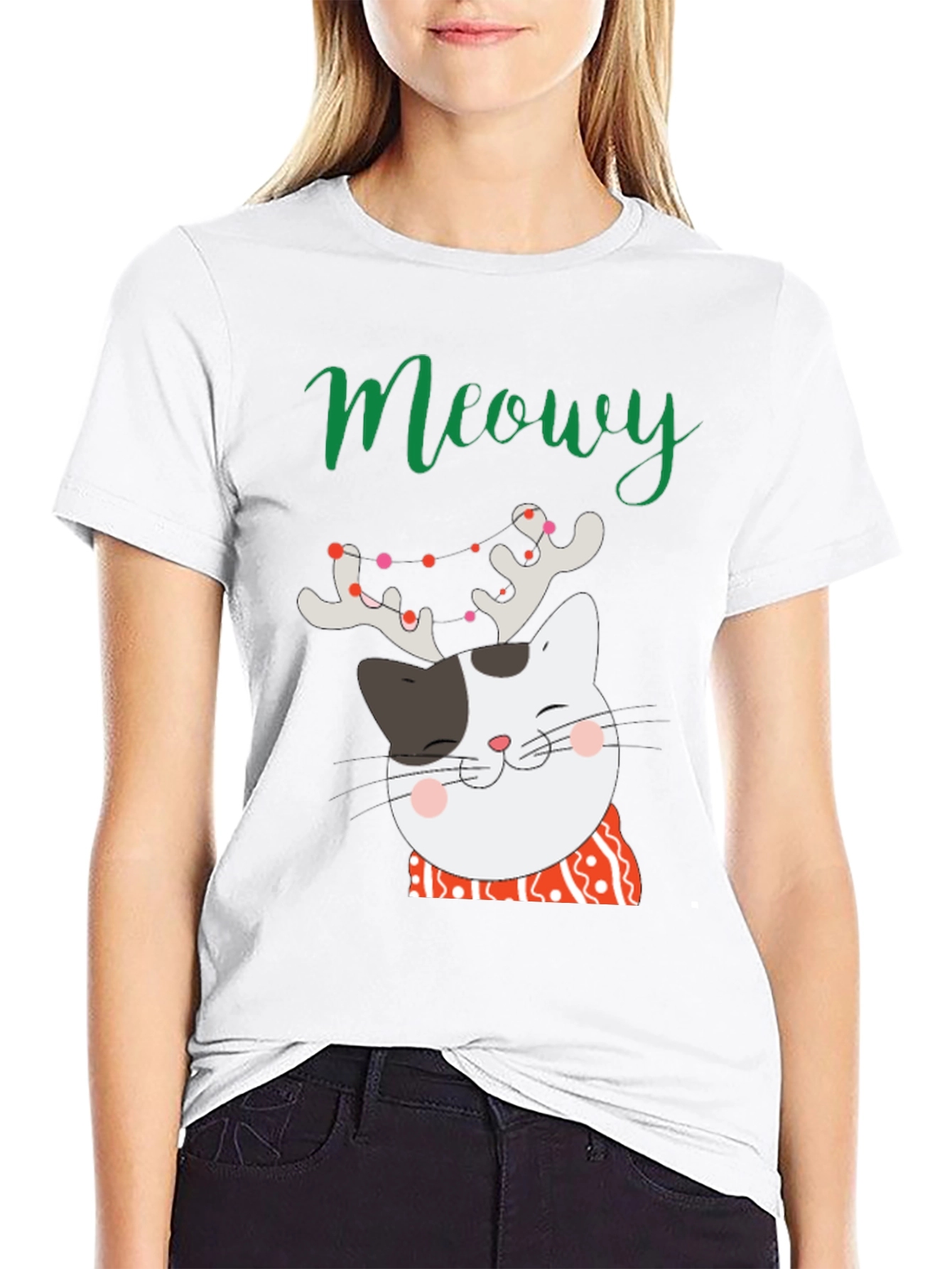 Meowy Christmas Cat T-Shirt - Holiday Graphic Tee