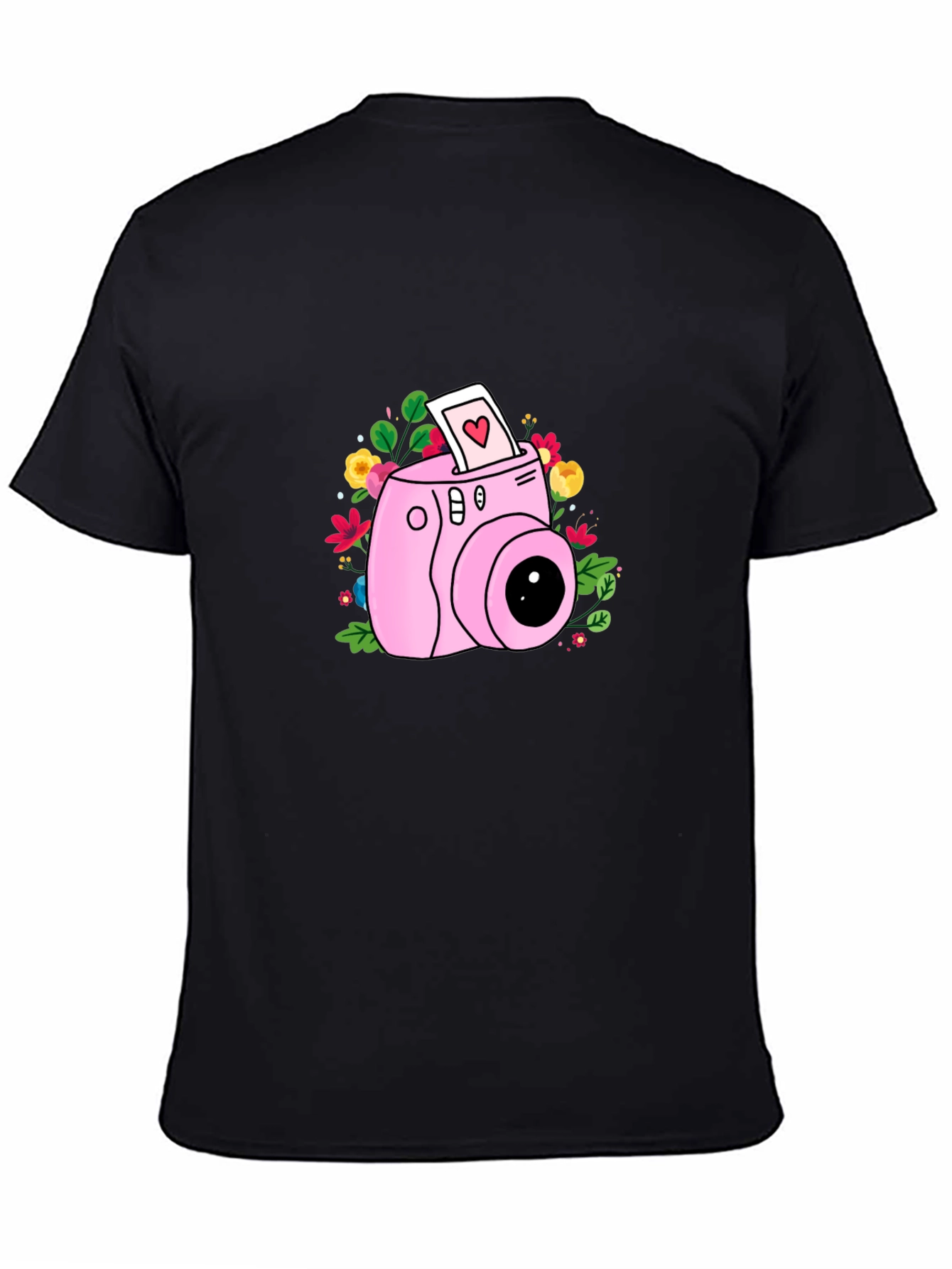 Pink Camera Floral Graphic T-Shirt