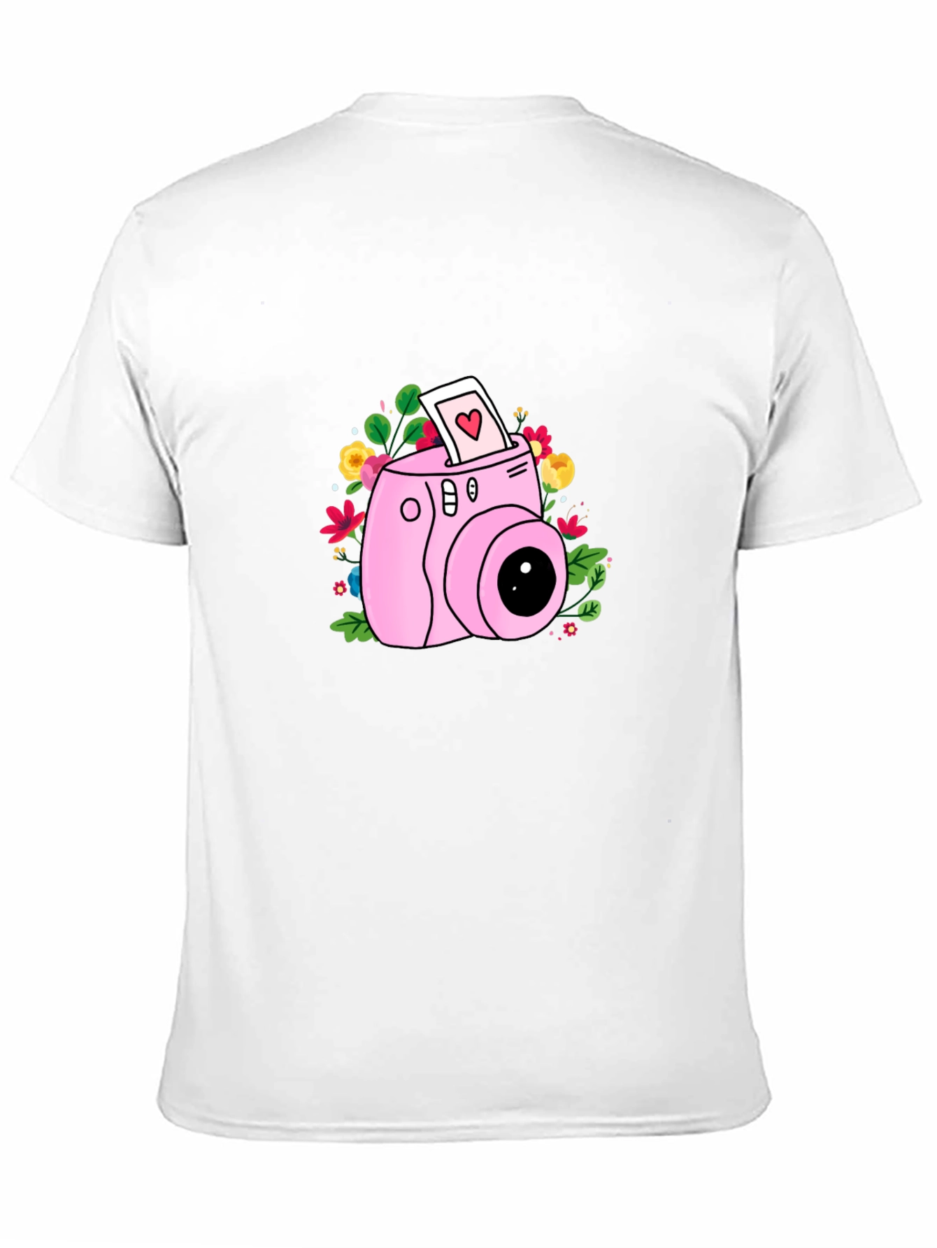 Pink Camera Floral Graphic T-Shirt
