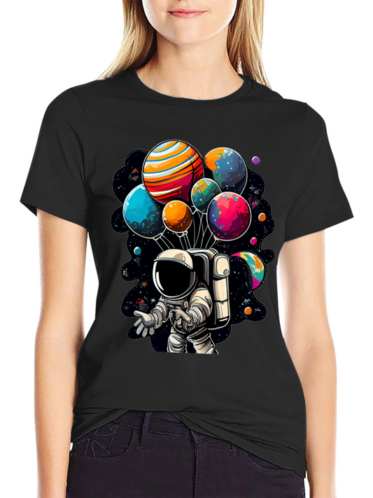 Astronaut Planet Balloon Graphic T-Shirt