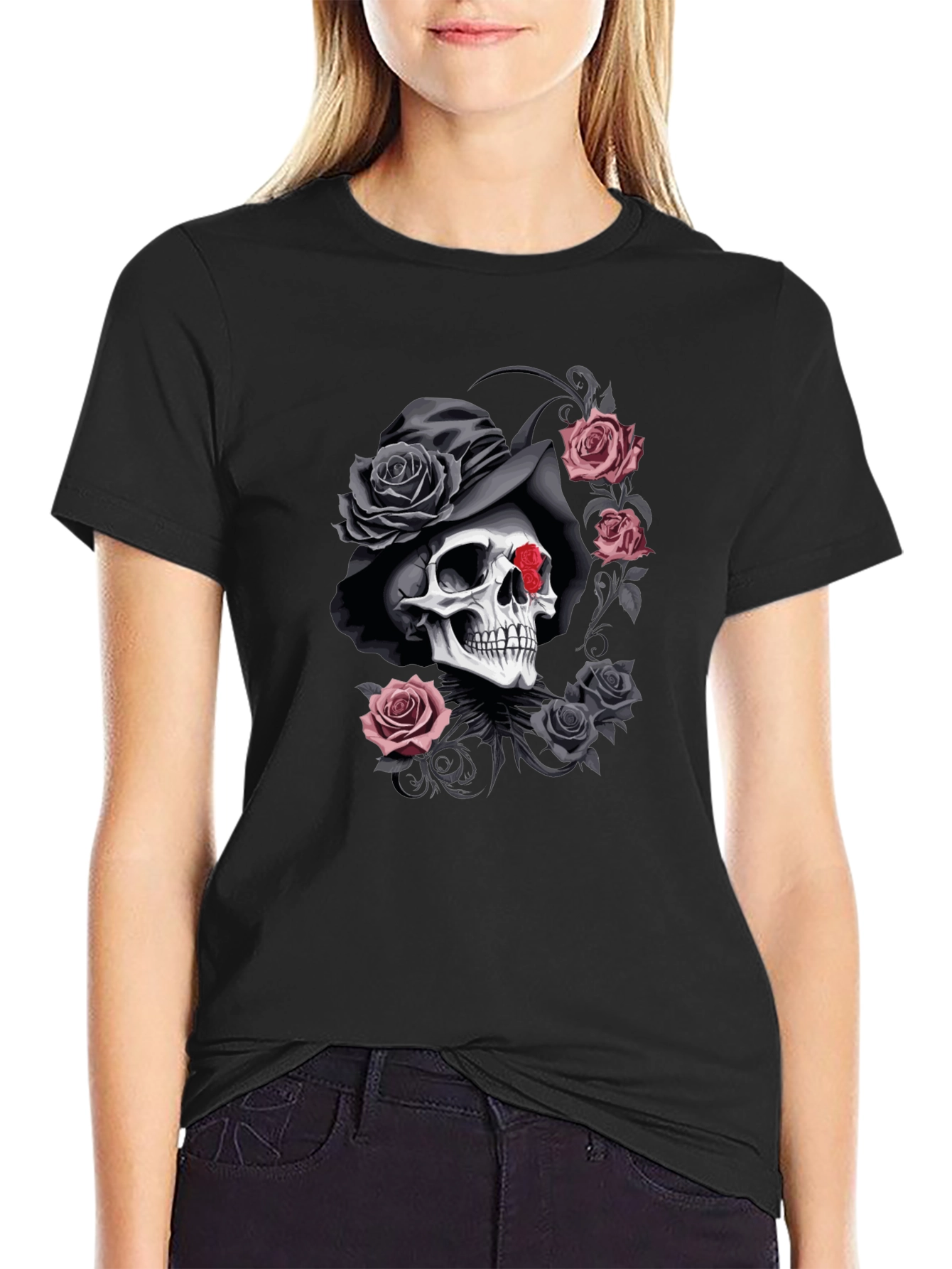 Skull & Roses Graphic T-Shirt