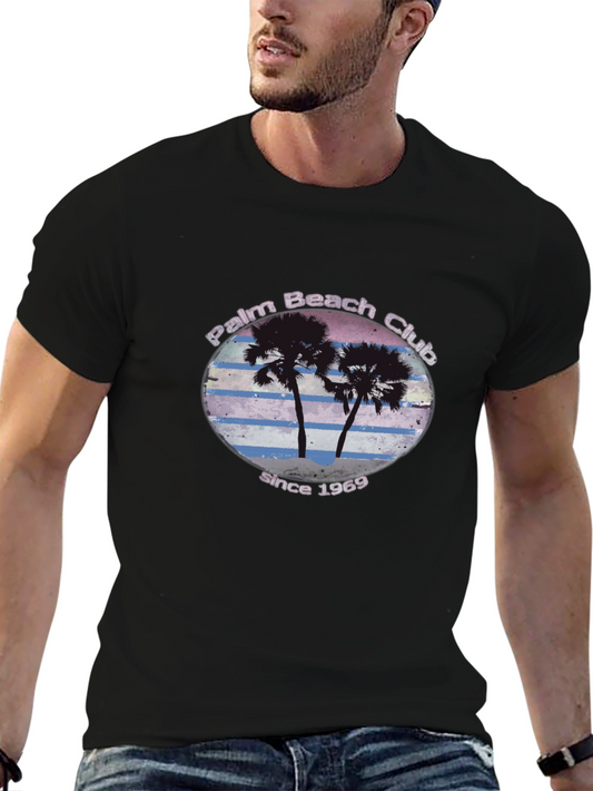 Palm Beach Club T-Shirt - Retro Palm Tree Tee