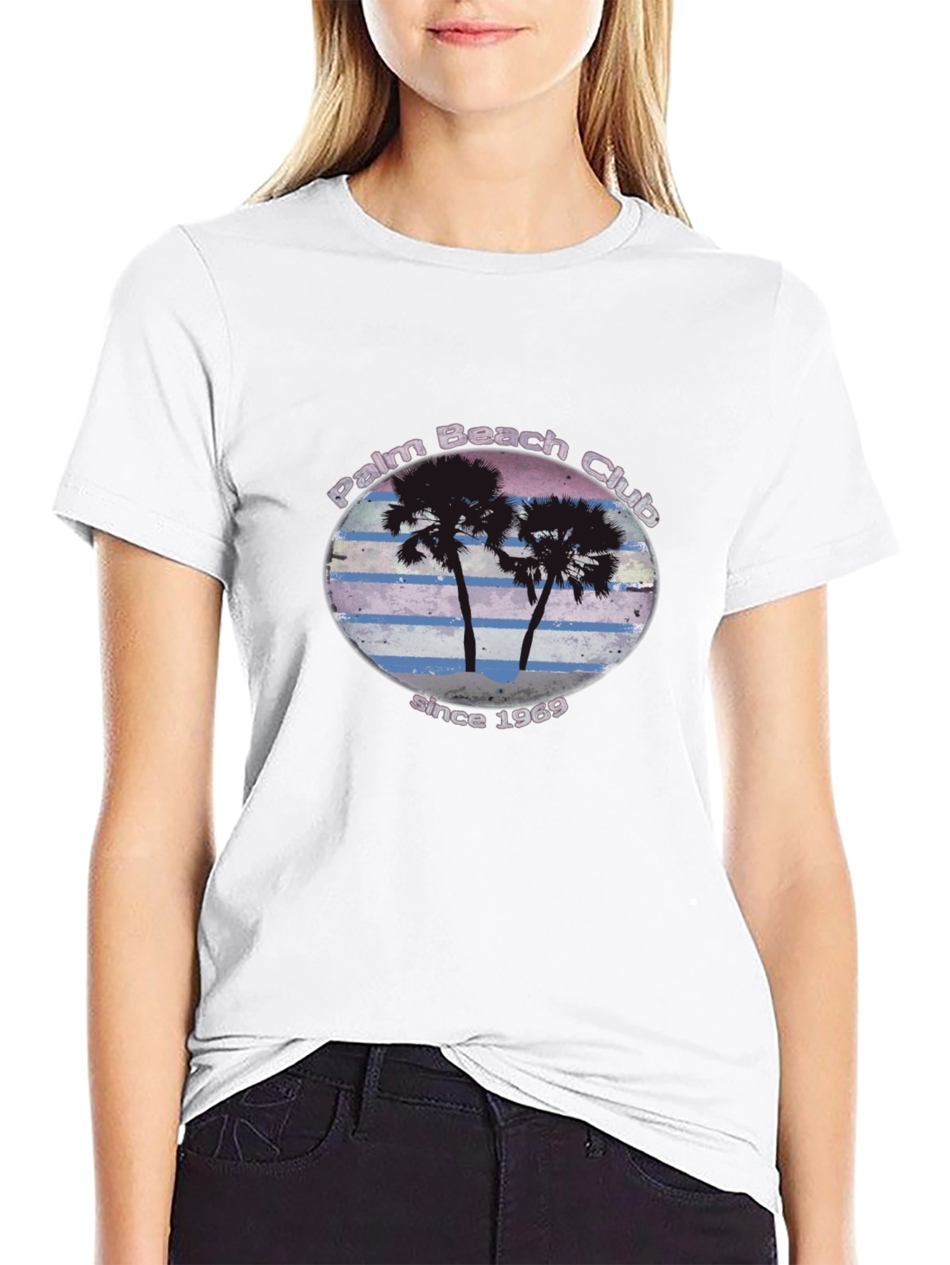 Palm Beach Club T-Shirt - Retro Palm Tree Tee