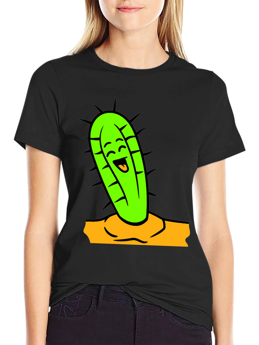 Funny Cactus Graphic Tee - Black Cotton Shirt