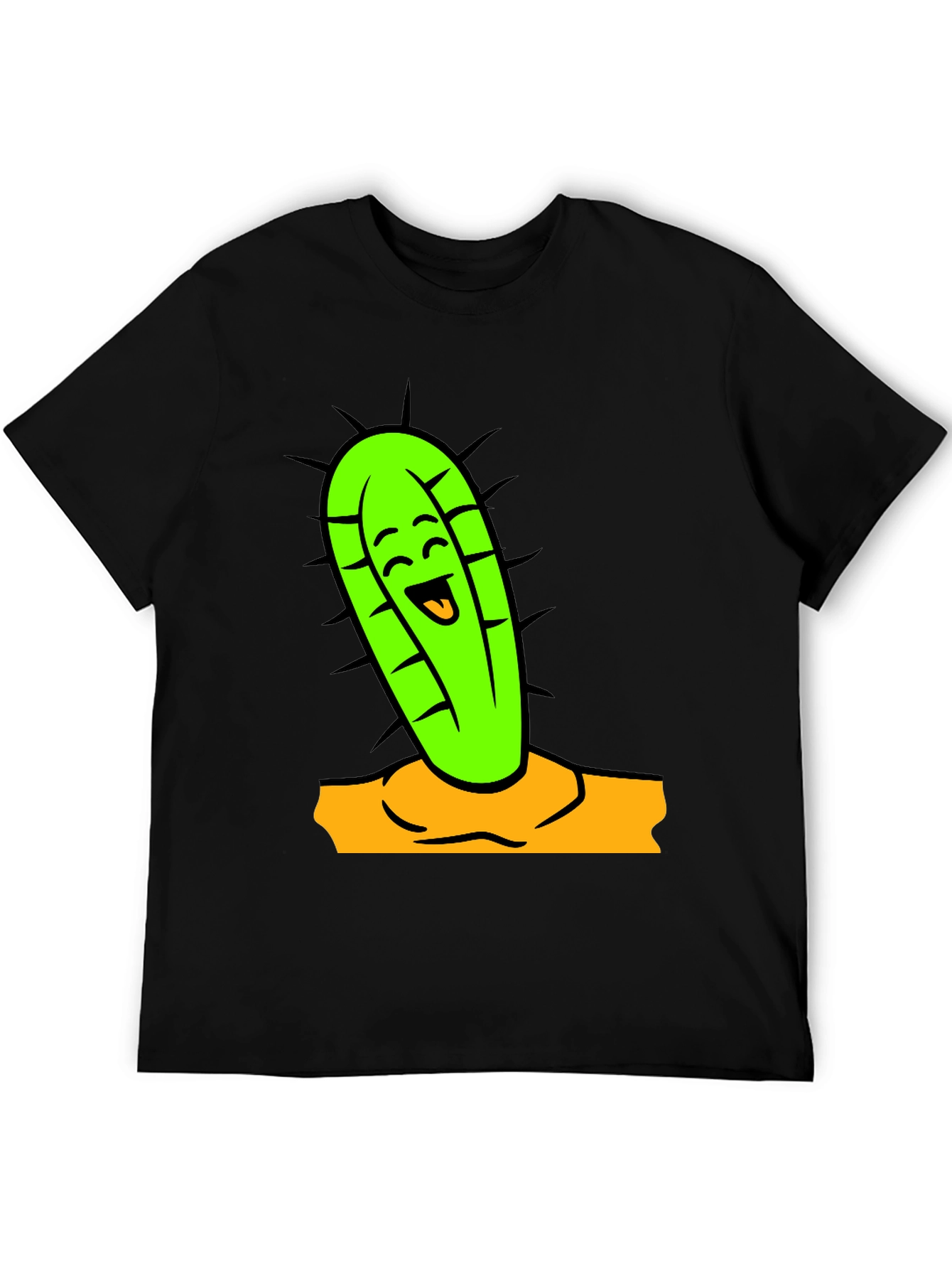 Funny Cactus Graphic Tee - Black Cotton Shirt