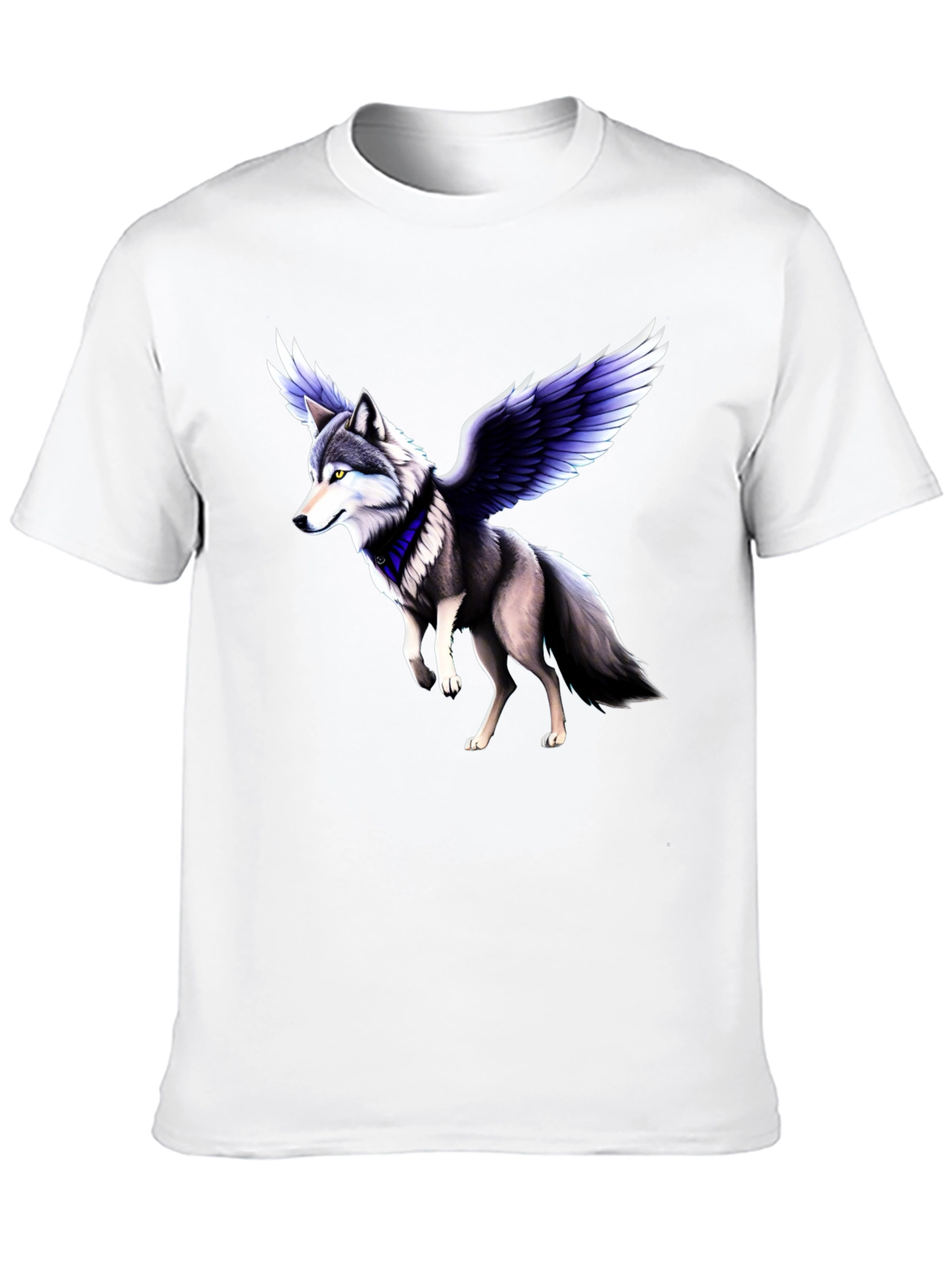 Winged Wolf Graphic Tee - Black Crew Neck Shirt