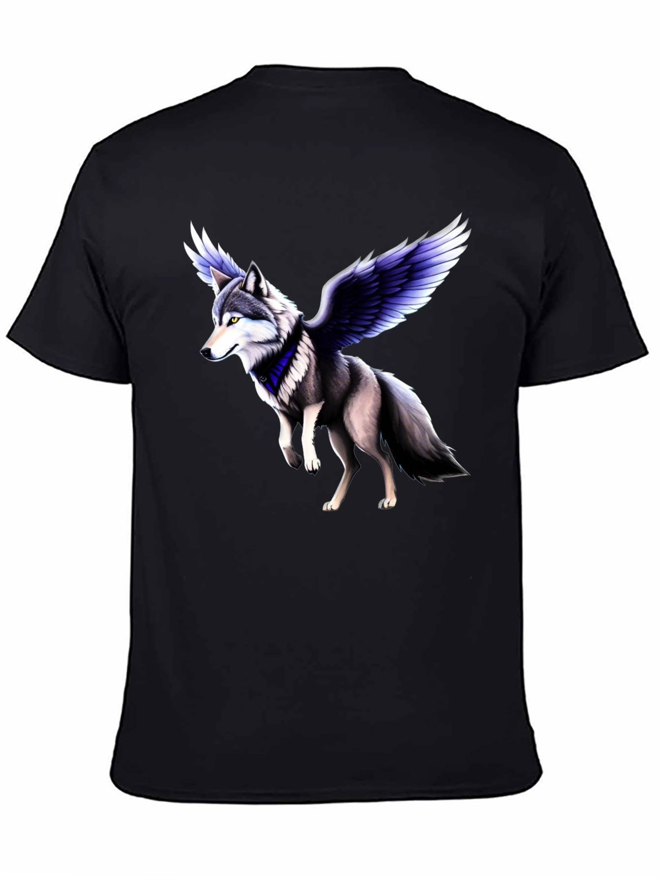Winged Wolf Graphic Tee - Black Crew Neck Shirt