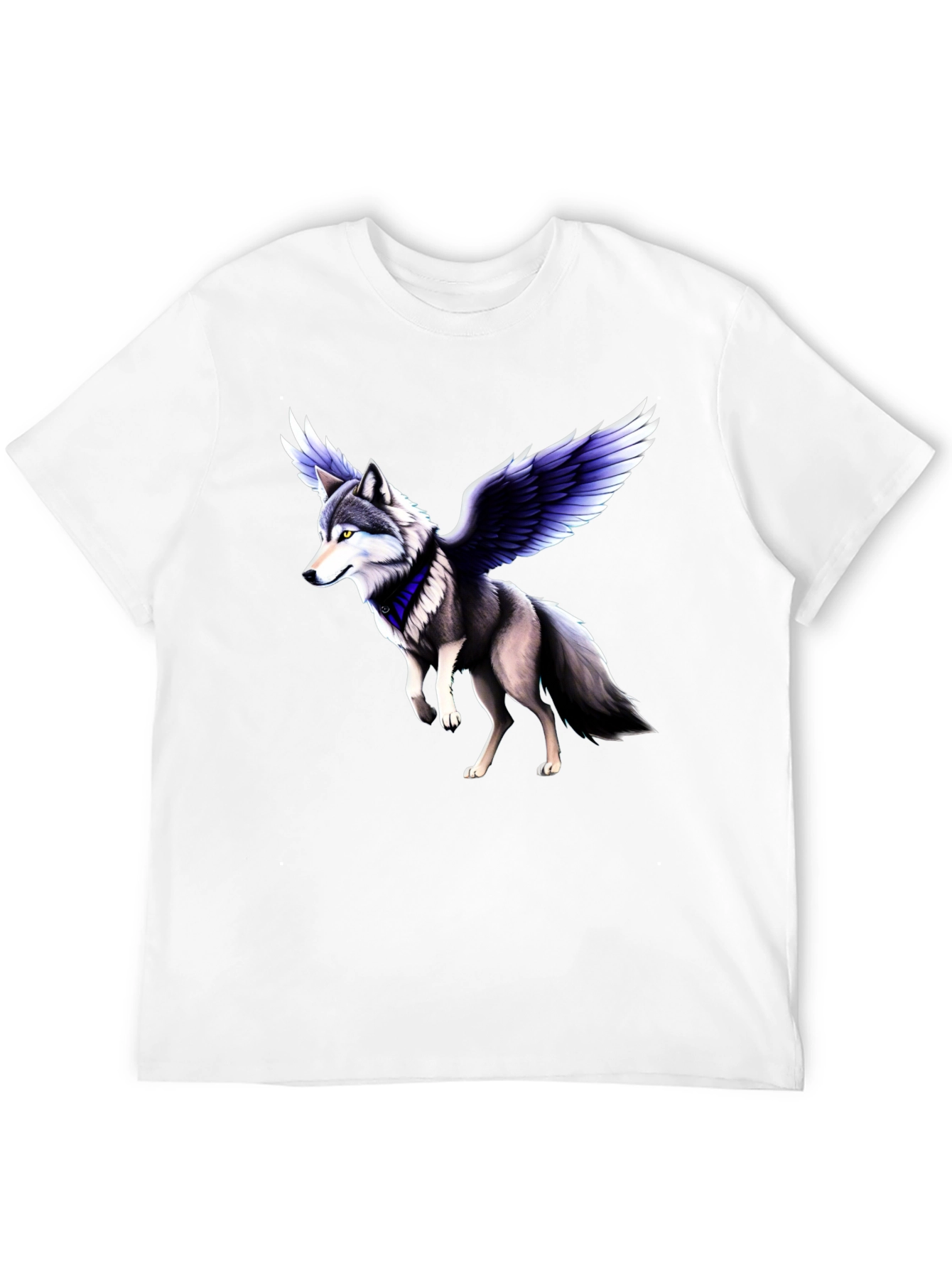 Winged Wolf Graphic Tee - Black Crew Neck Shirt