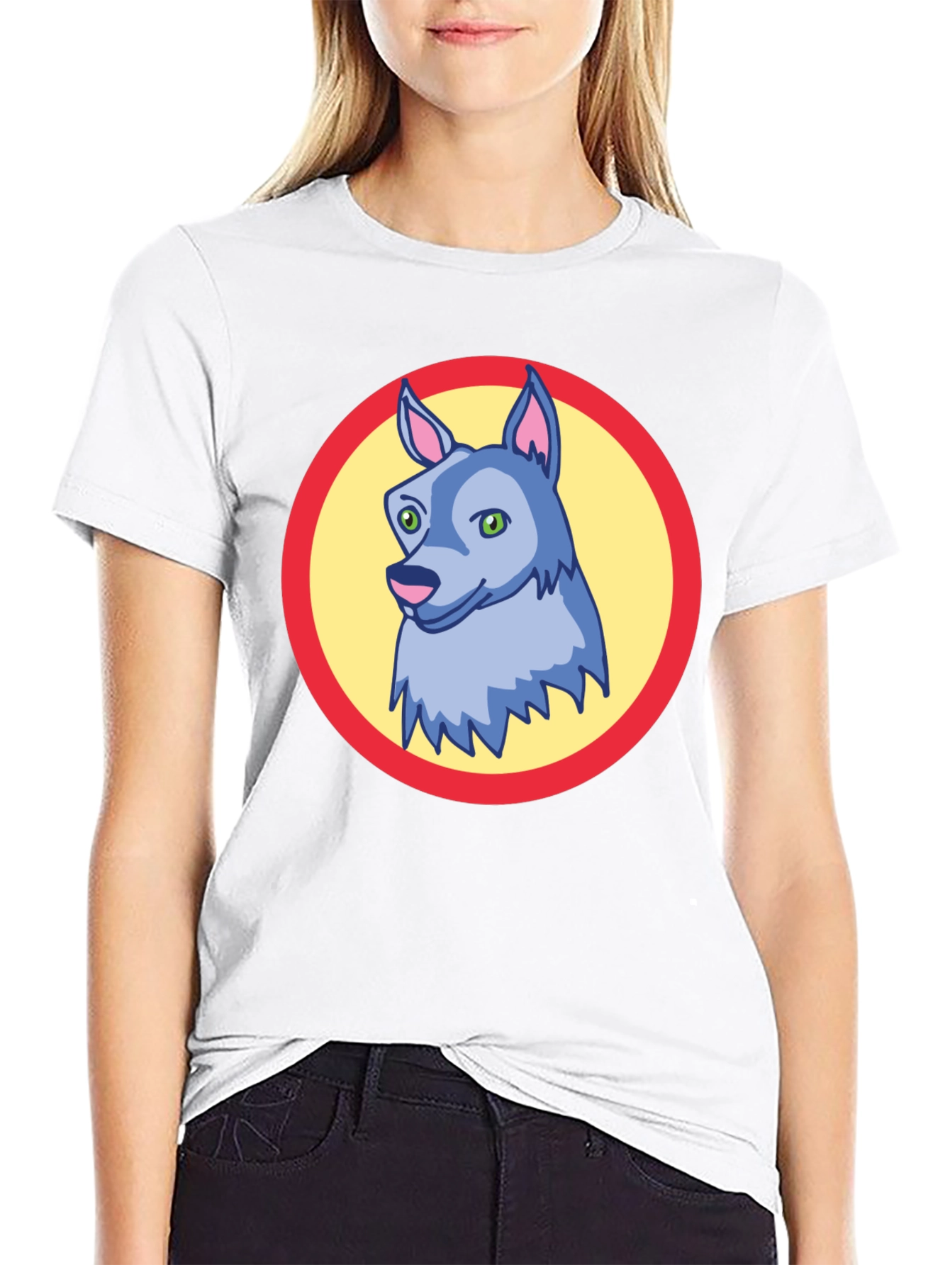 Cartoon Wolf Graphic Tee - Black Unisex T-Shirt