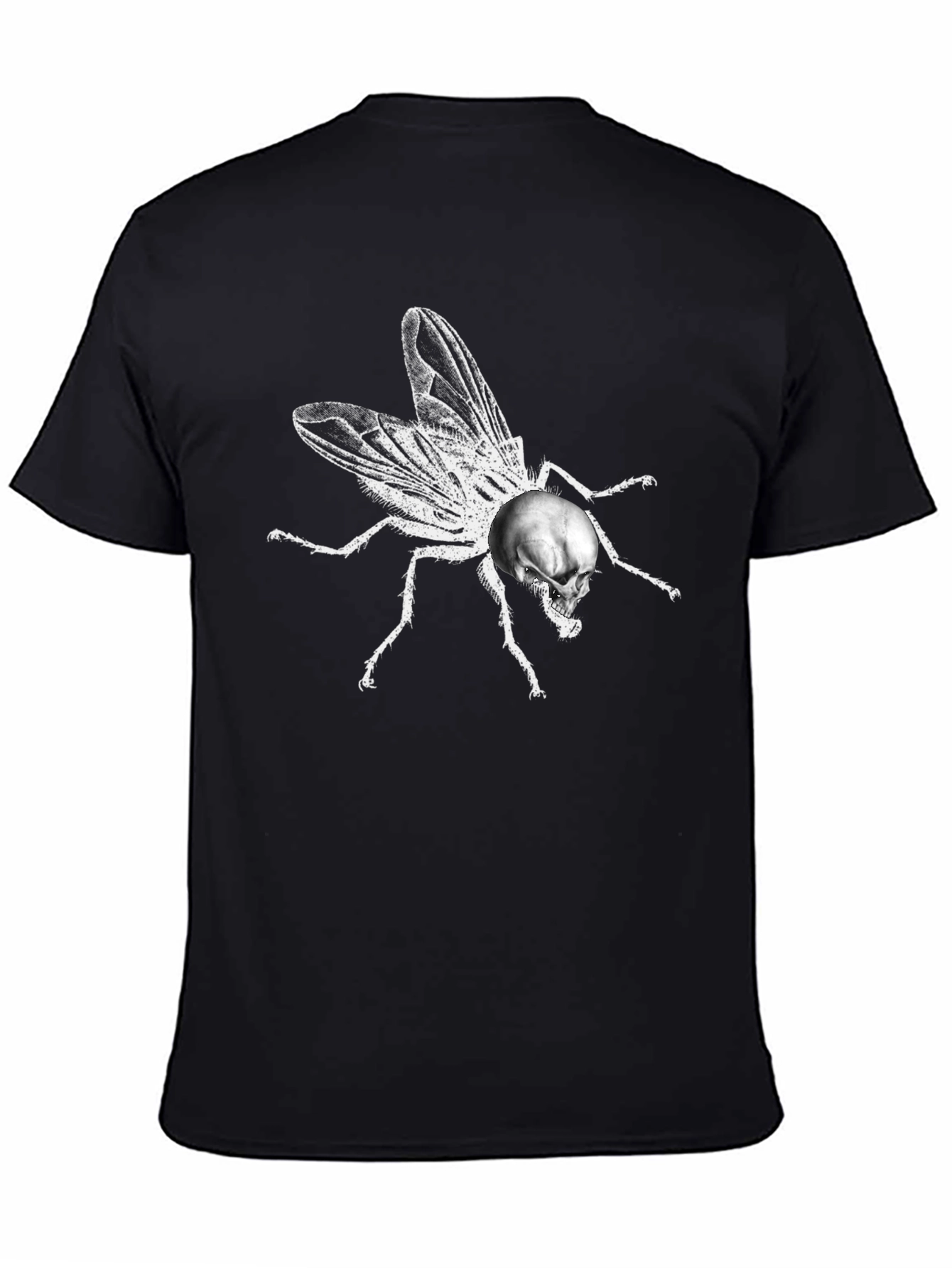 Skull Fly Graphic Tee - Black Cotton T-Shirt