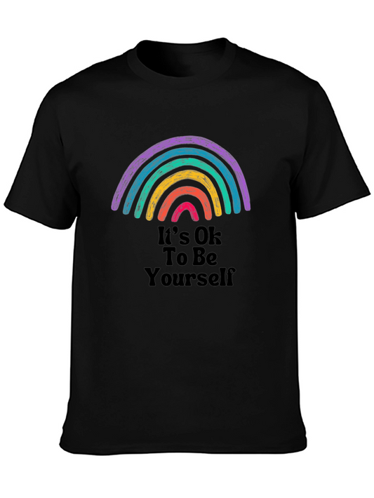 Its OK To Be Yourself Rainbow Graphic Tee - Black