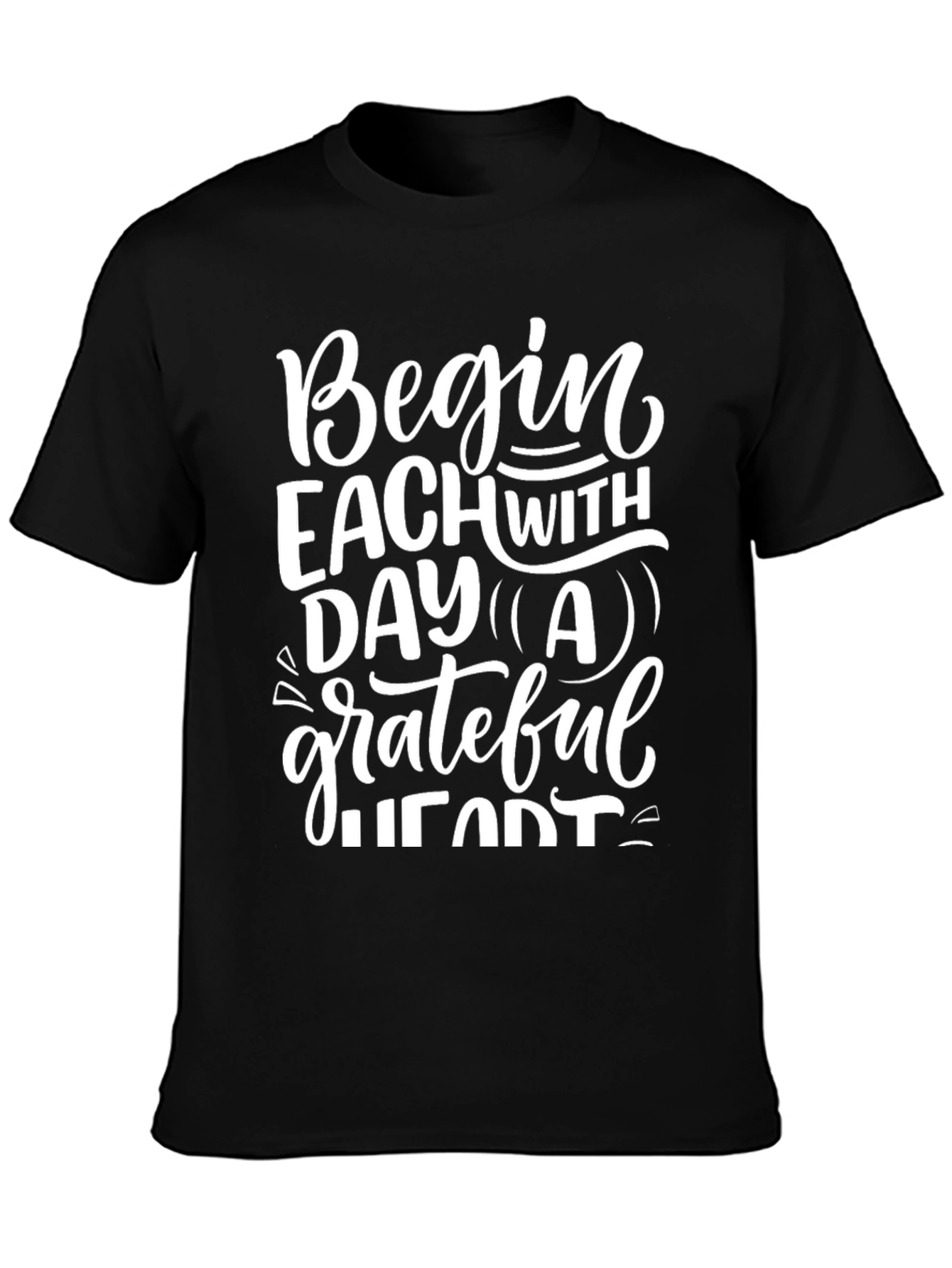 Grateful Heart Graphic Tee - Black Casual T-Shirt