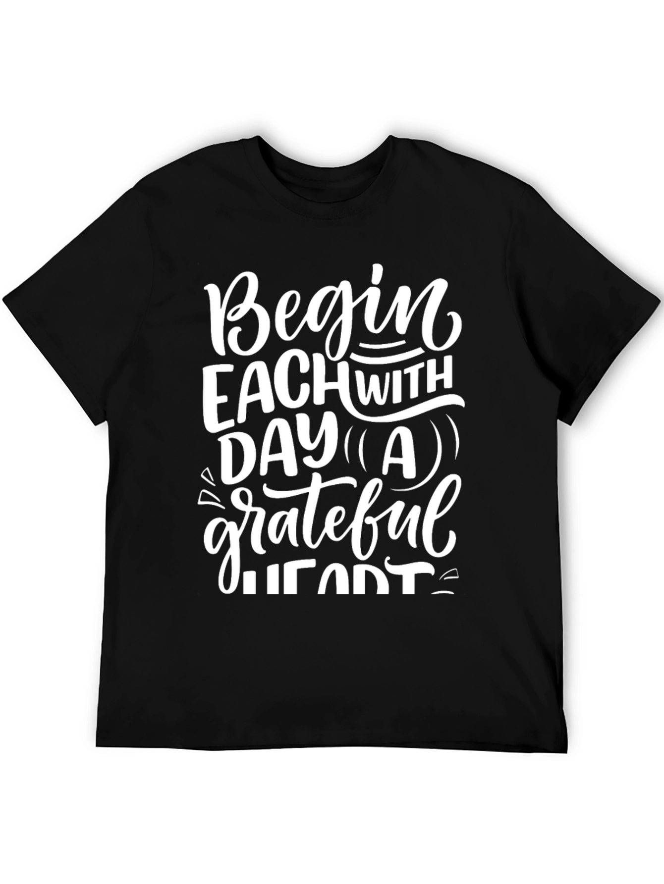 Grateful Heart Graphic Tee - Black Casual T-Shirt
