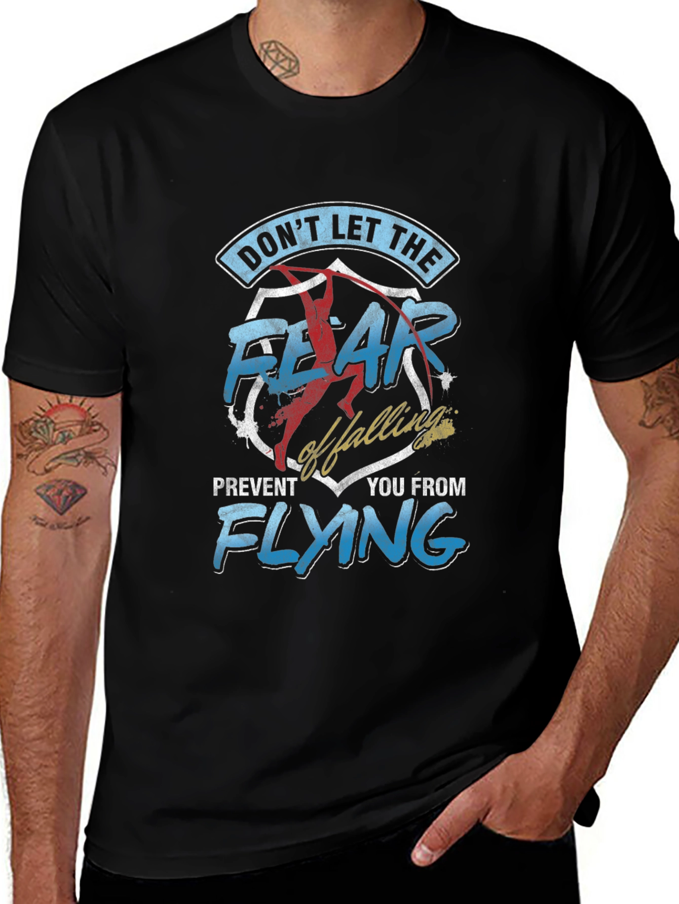 Motivational Fear of Falling Graphic Tee - Black