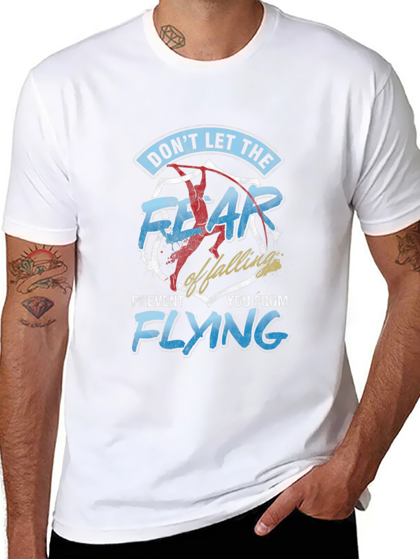 Motivational Fear of Falling Graphic Tee - Black