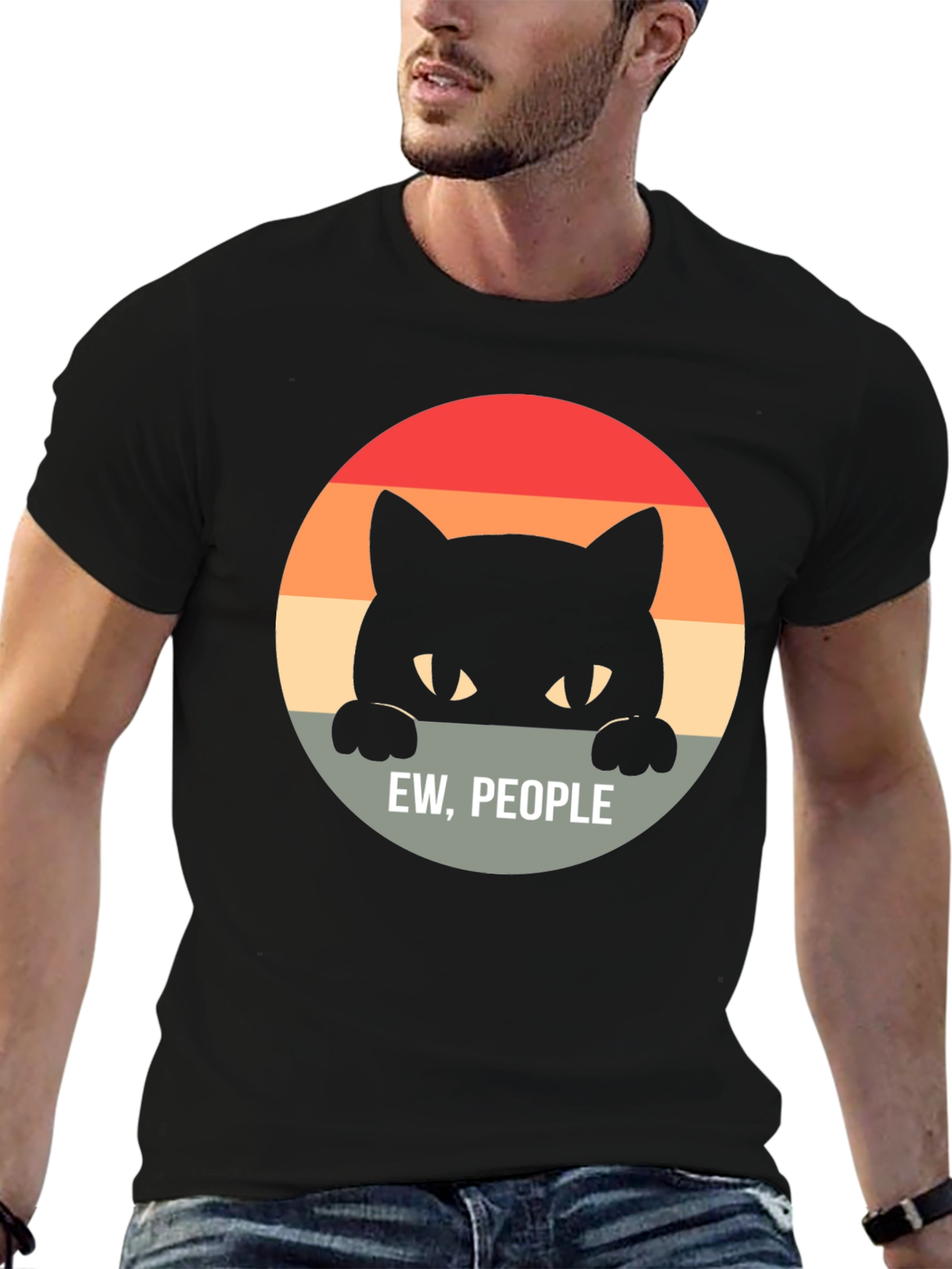 Ew People Black Cat T-Shirt