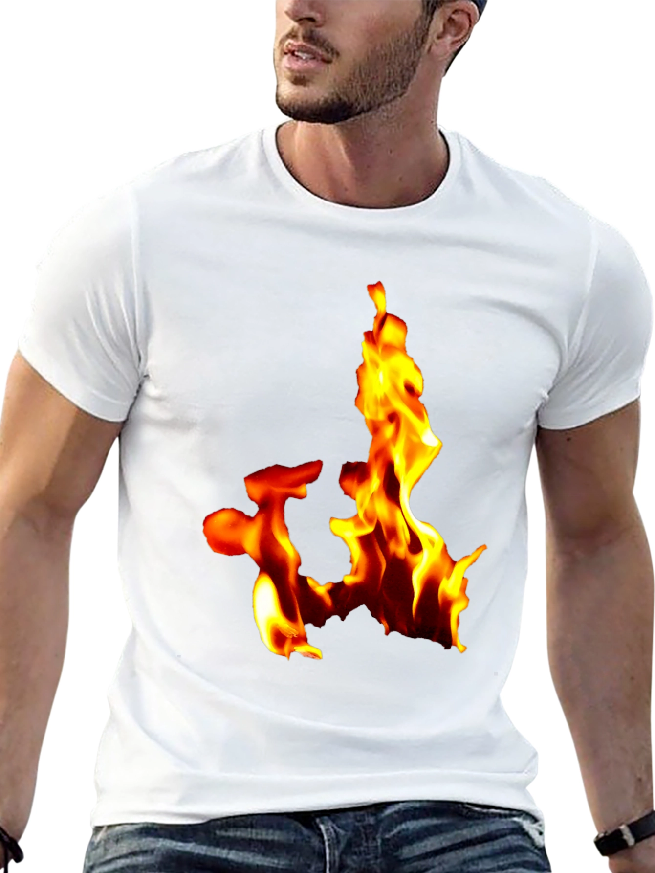 Fiery Flames Graphic Tee - Bold Black T-Shirt