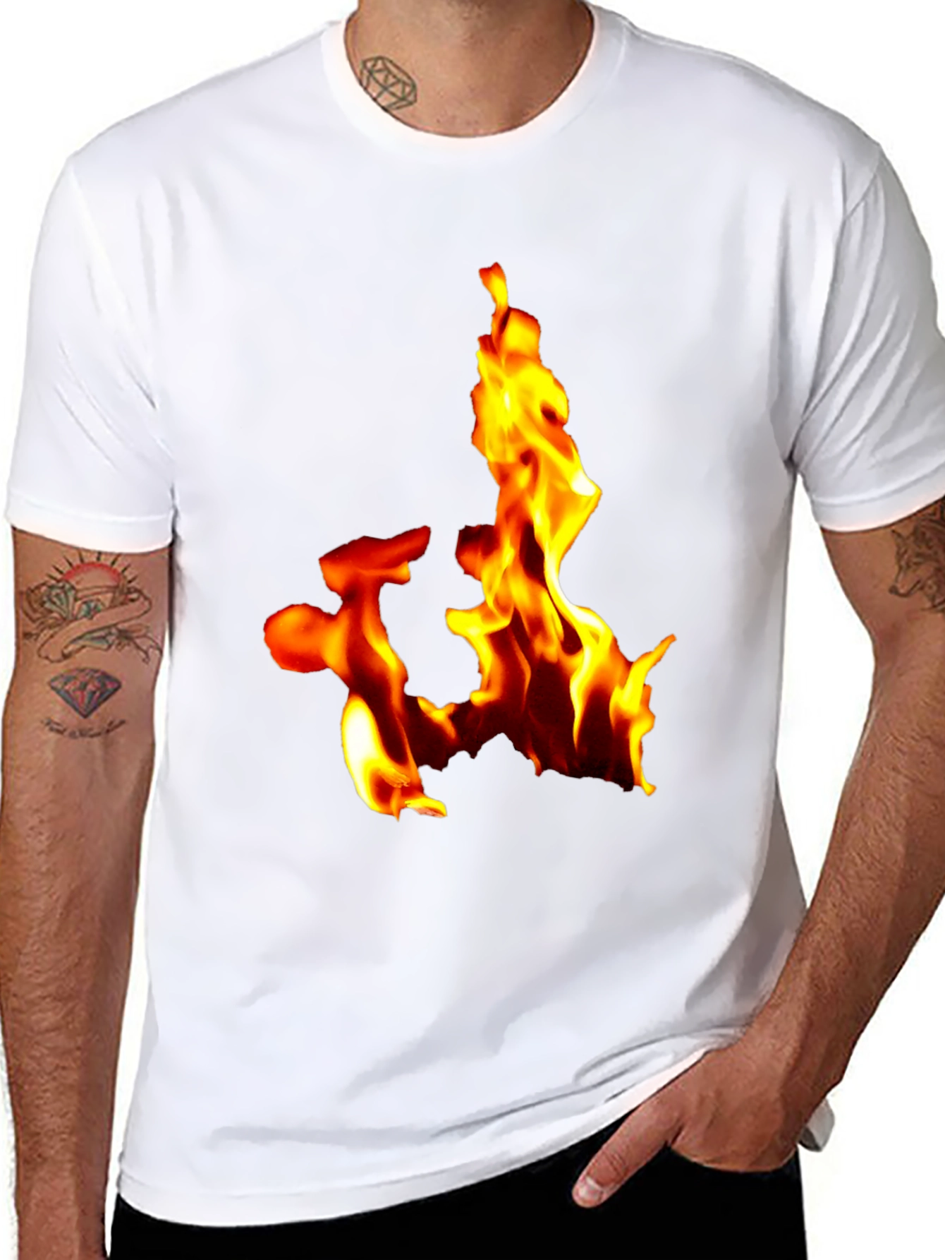Fiery Flames Graphic Tee - Bold Black T-Shirt