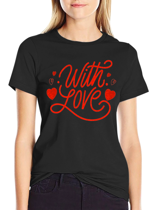 With Love Valentines Day Graphic Tee - Black