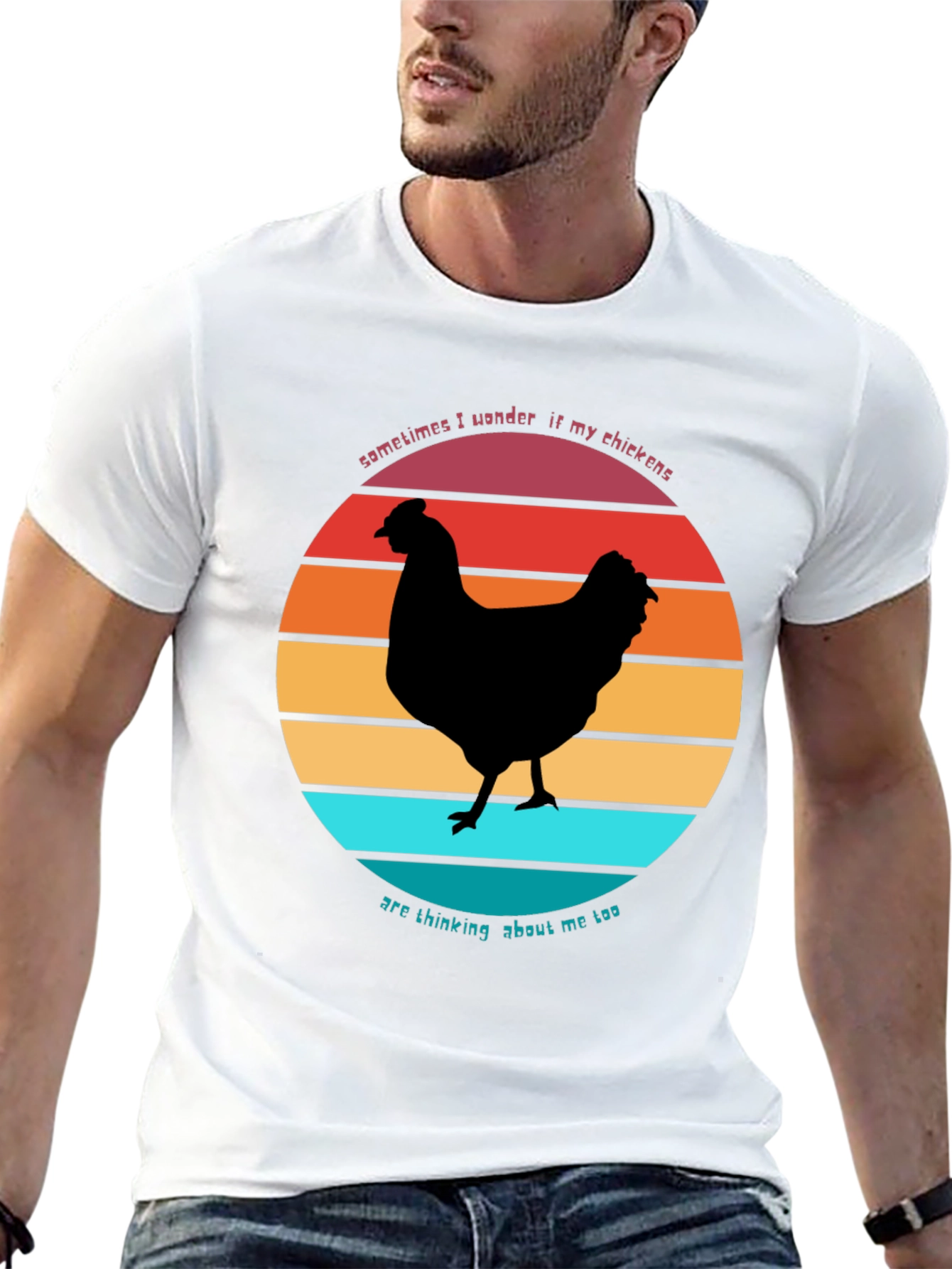 Funny Chicken Sunset Graphic T-Shirt
