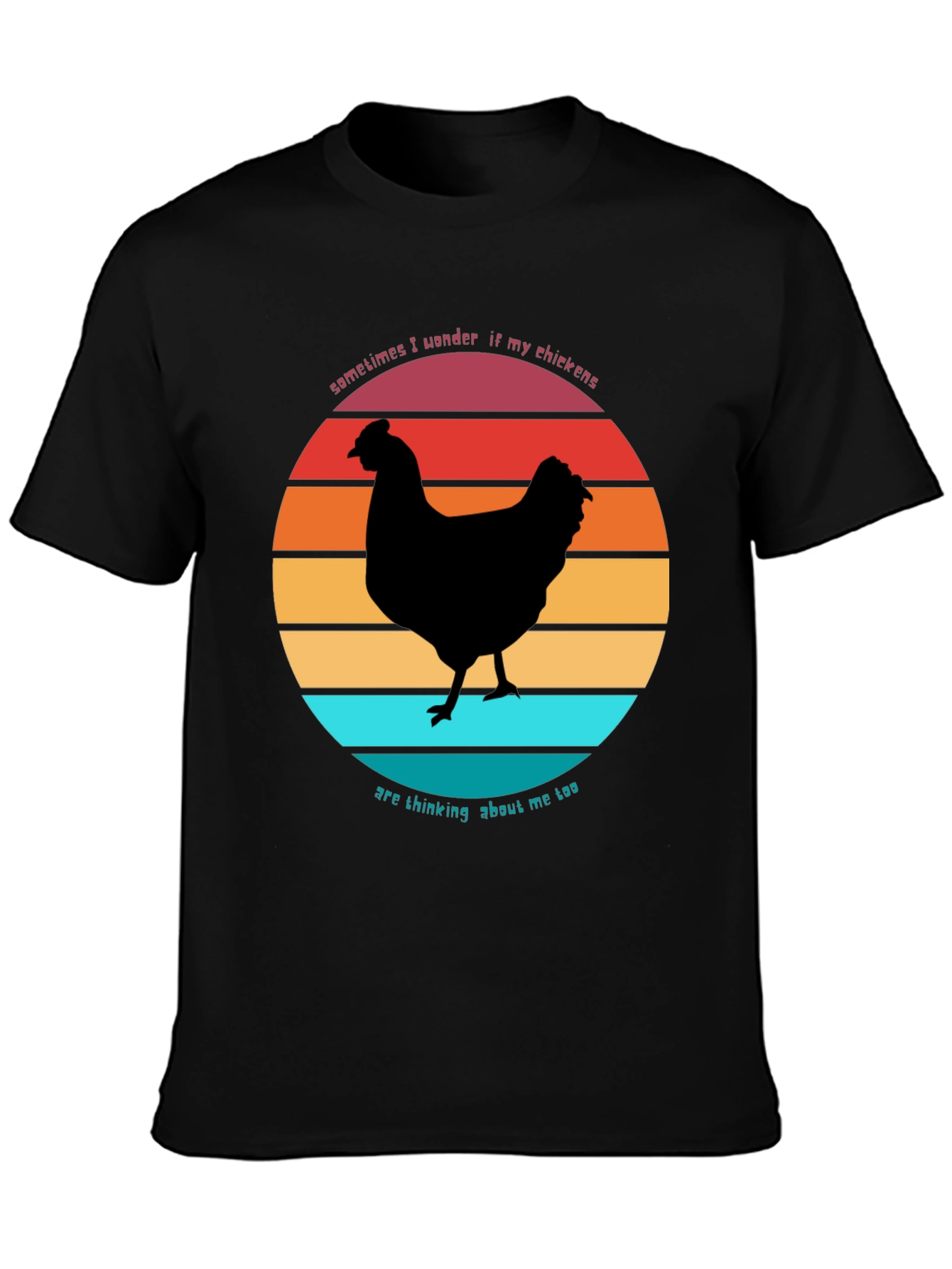 Funny Chicken Sunset Graphic T-Shirt