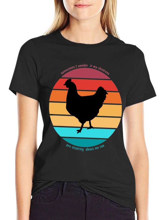 Funny Chicken Sunset Graphic T-Shirt