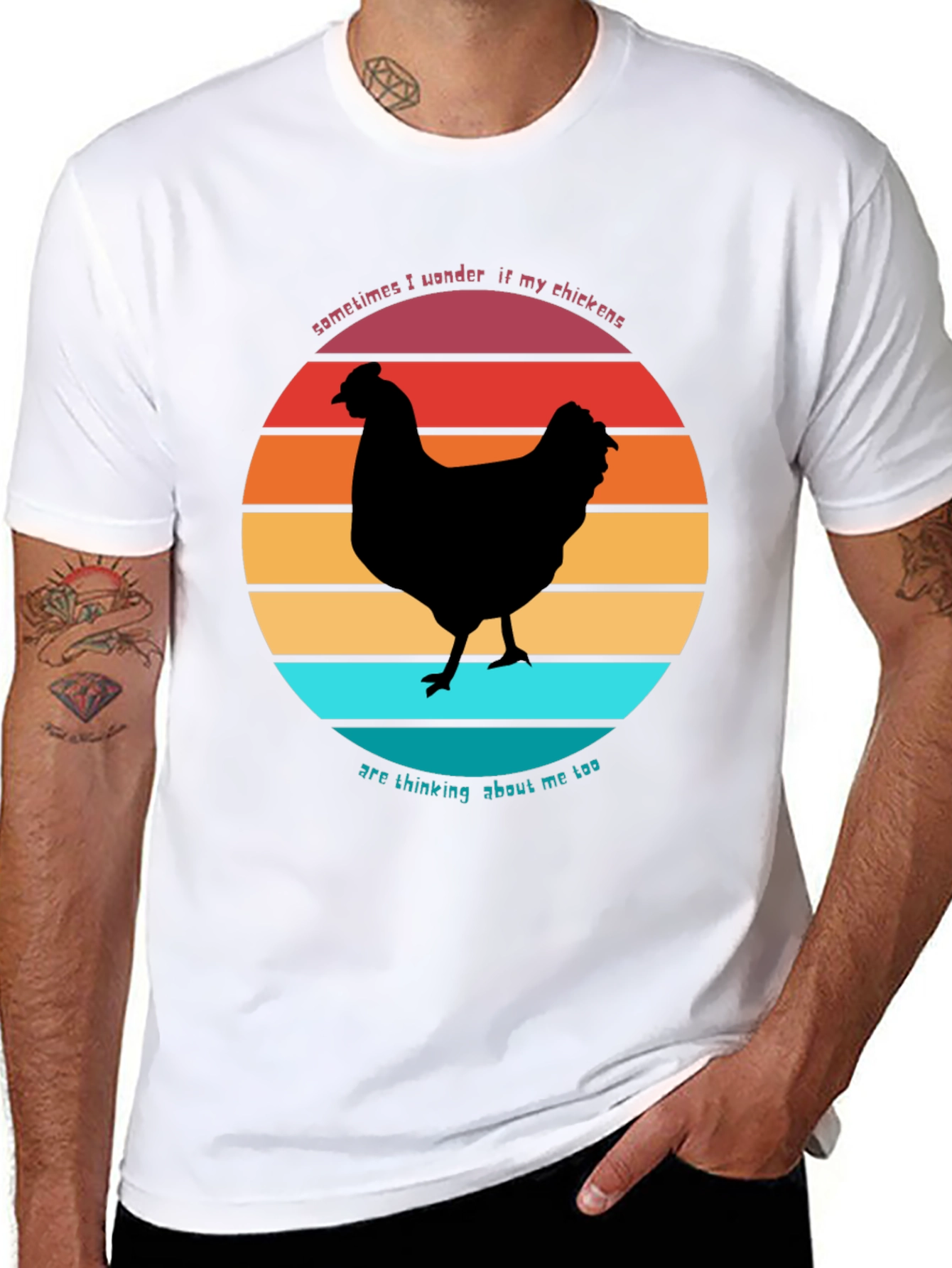 Funny Chicken Sunset Graphic T-Shirt