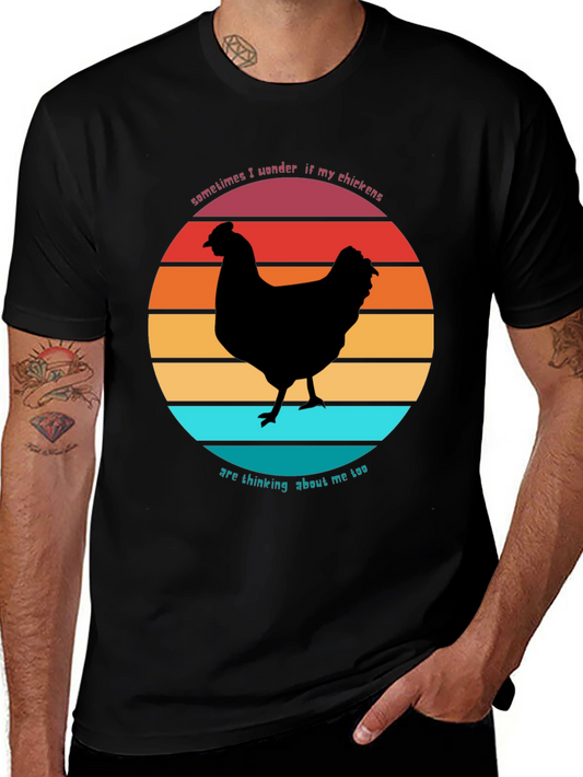 Funny Chicken Sunset Graphic T-Shirt