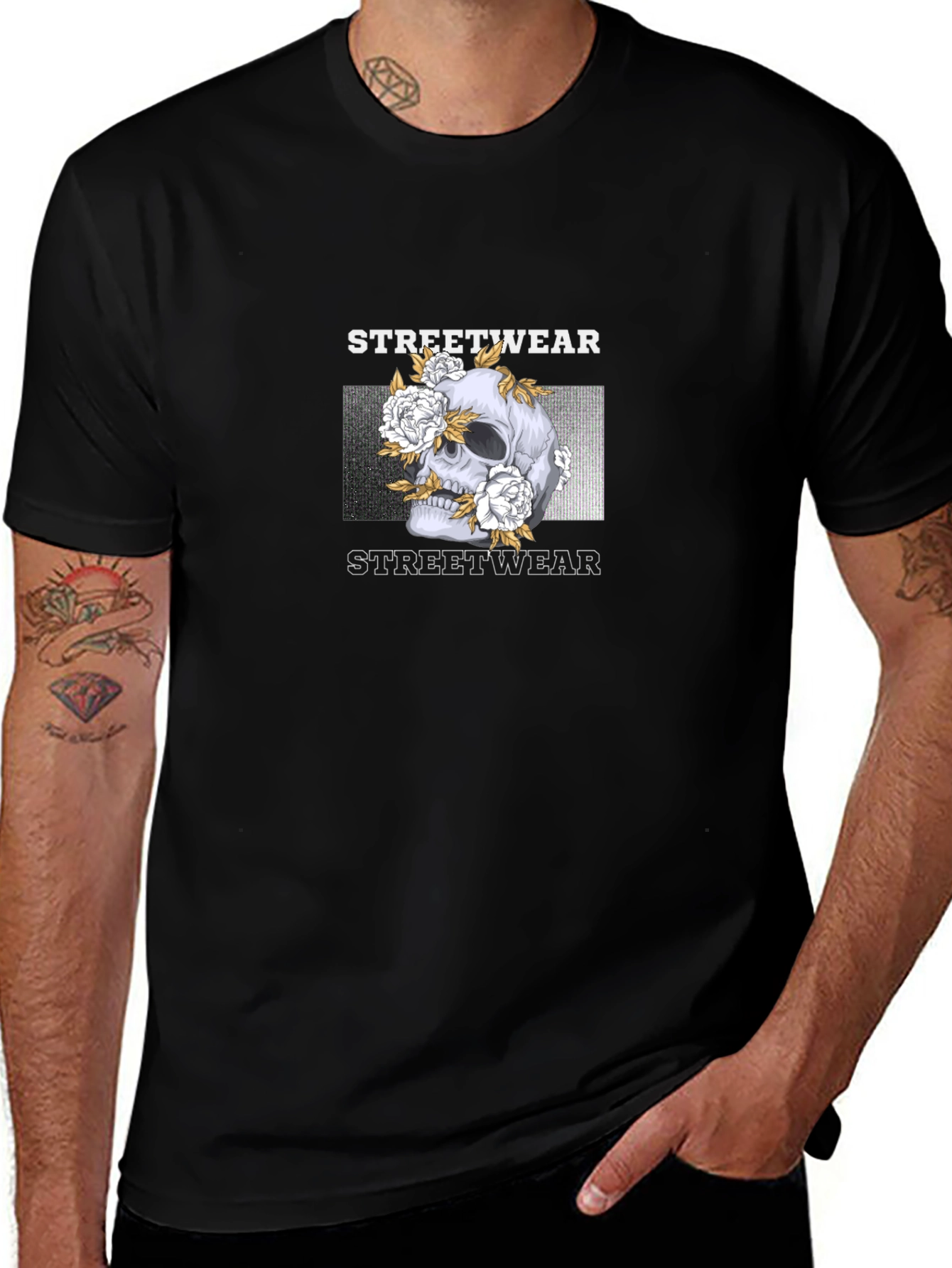 Skull & Floral Streetwear Graphic Tee