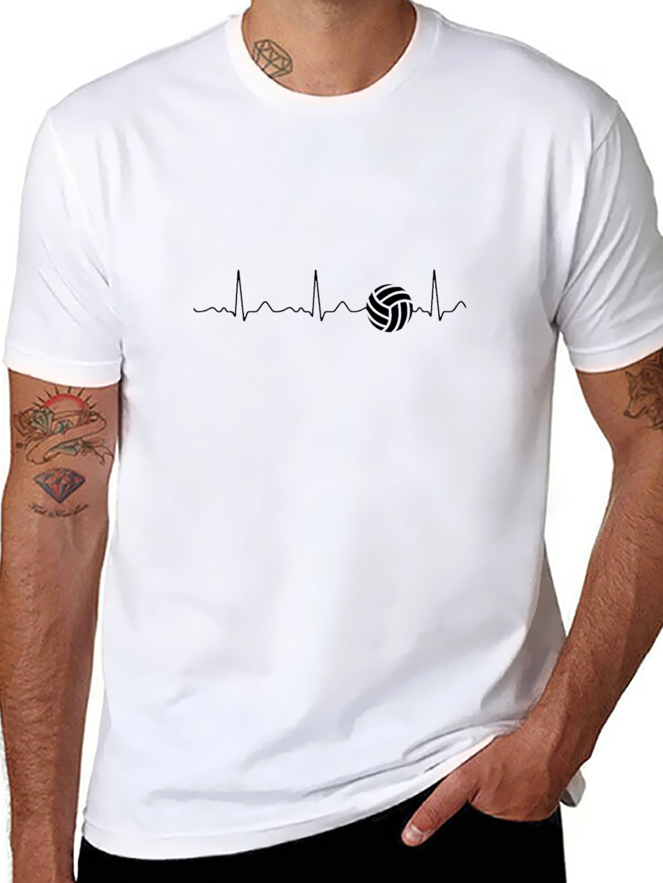 Volleyball Heartbeat Graphic Tee - Black Casual T-Shirt