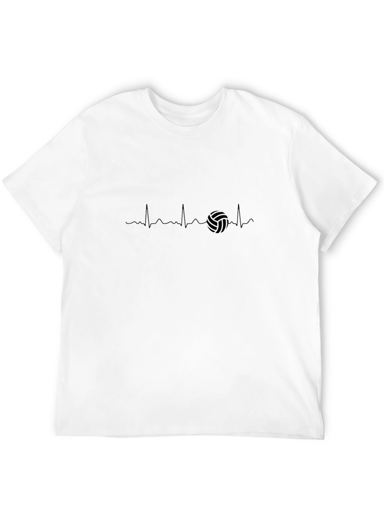 Volleyball Heartbeat Graphic Tee - Black Casual T-Shirt