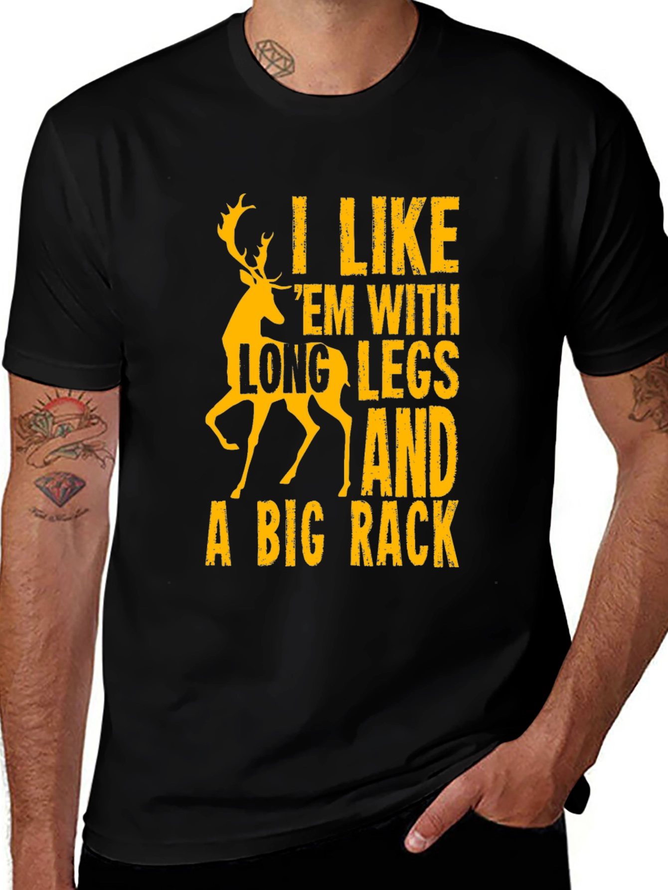 Funny Deer Hunting T-Shirt - Long Legs Big Rack