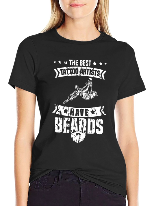 Tattoo Artist Beard Black Graphic Tee