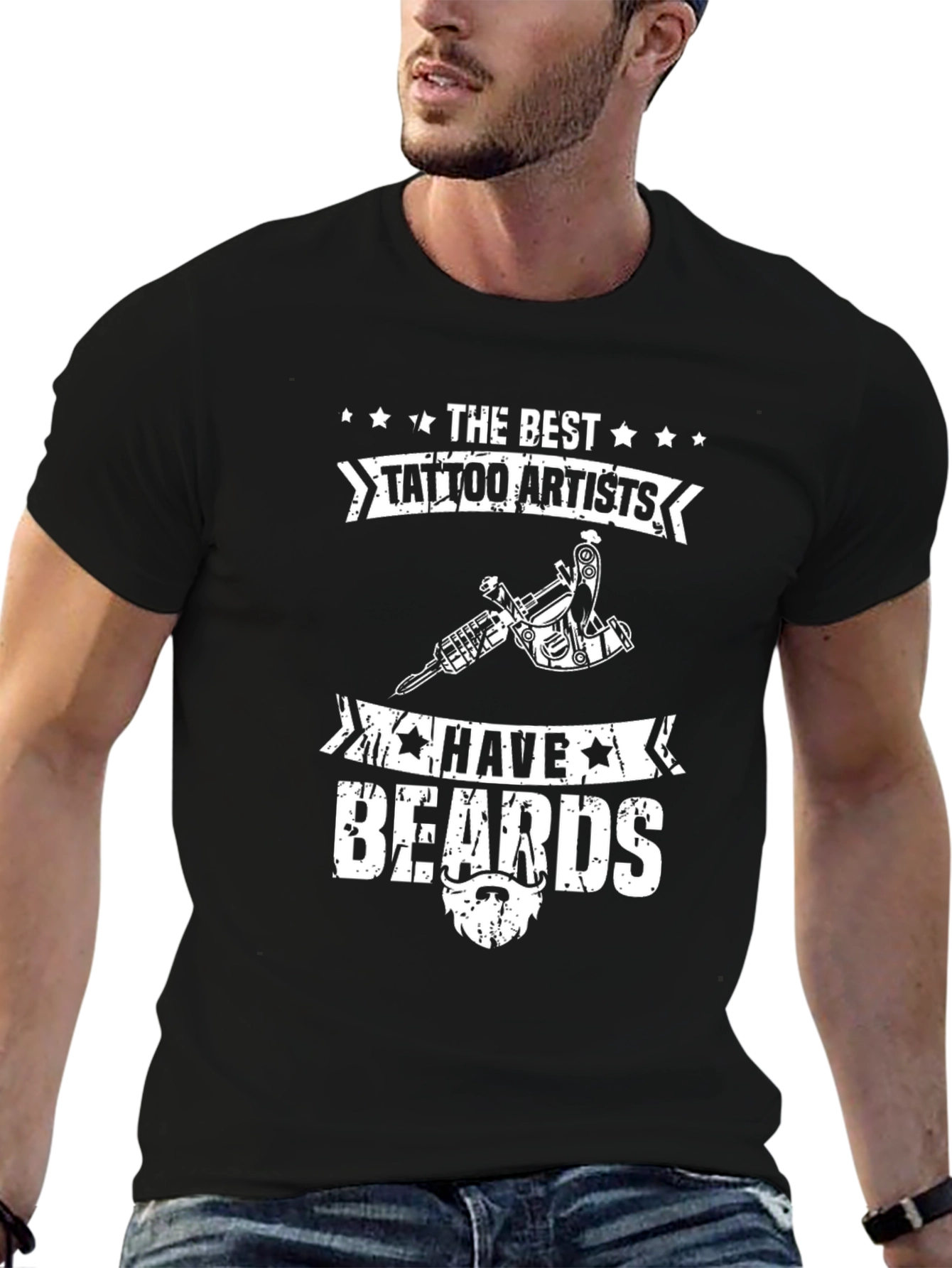 Tattoo Artist Beard Black Graphic Tee