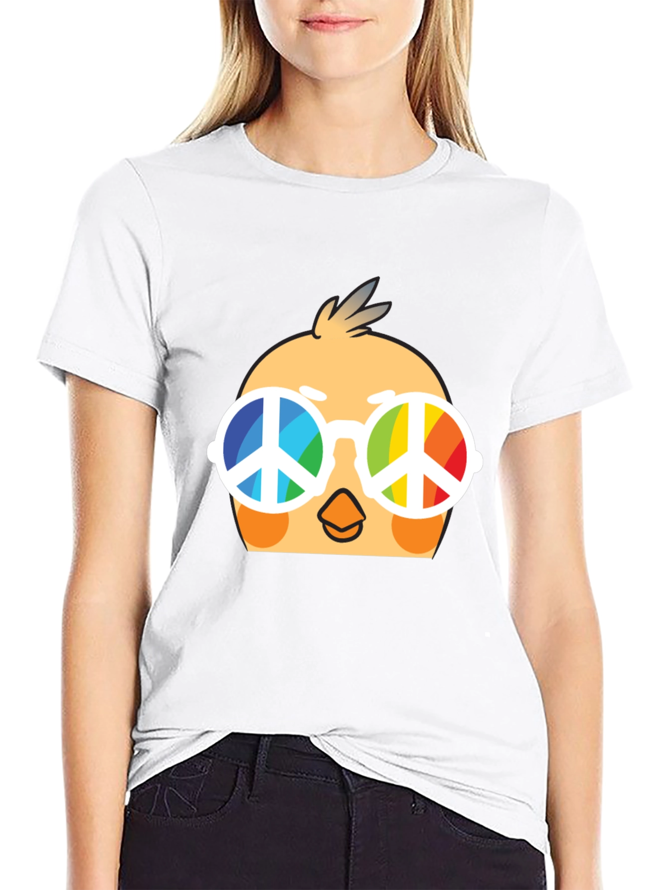 Cool Chick Peace Sign T-Shirt - Black Cotton Tee