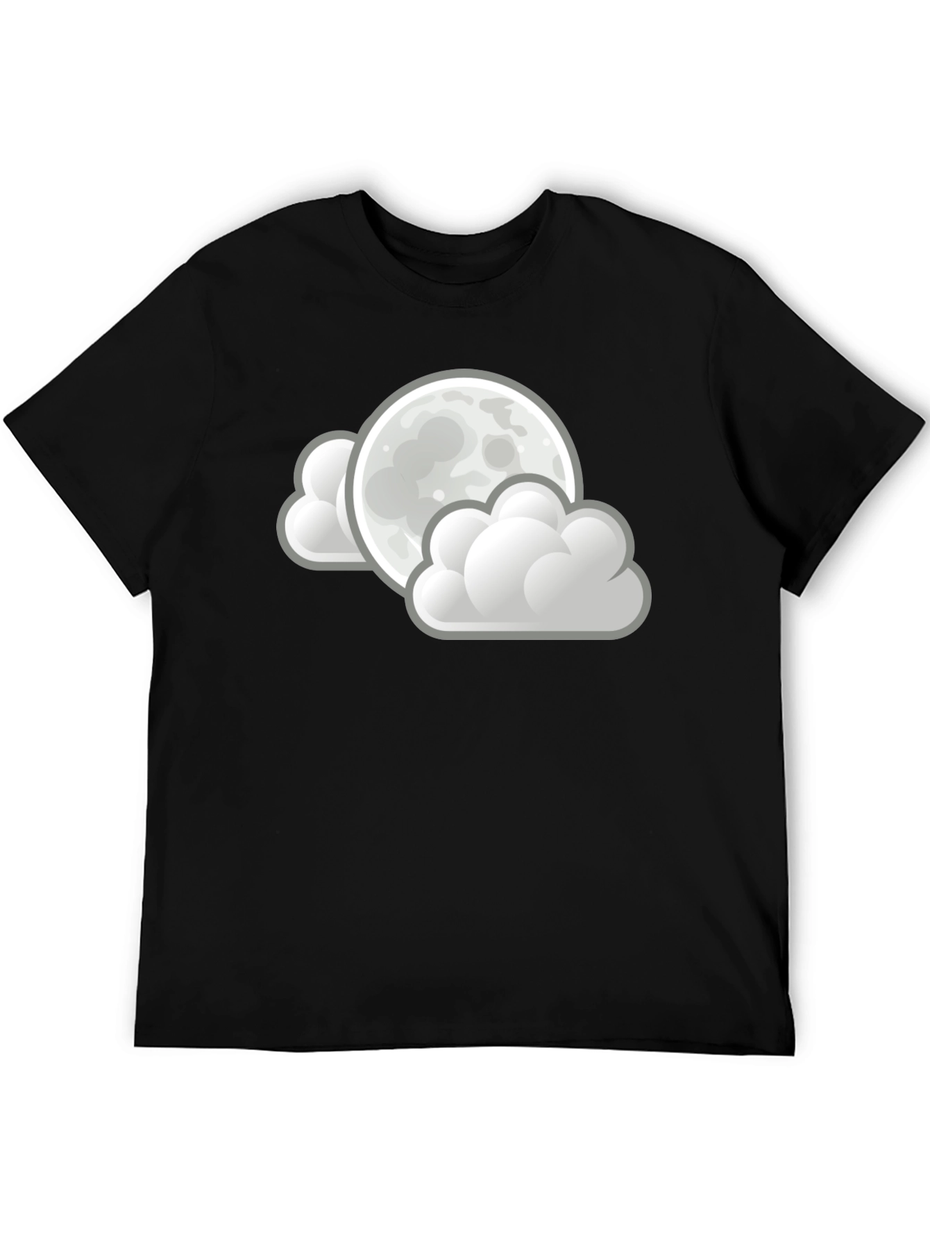 Moon and Clouds Graphic Black T-Shirt