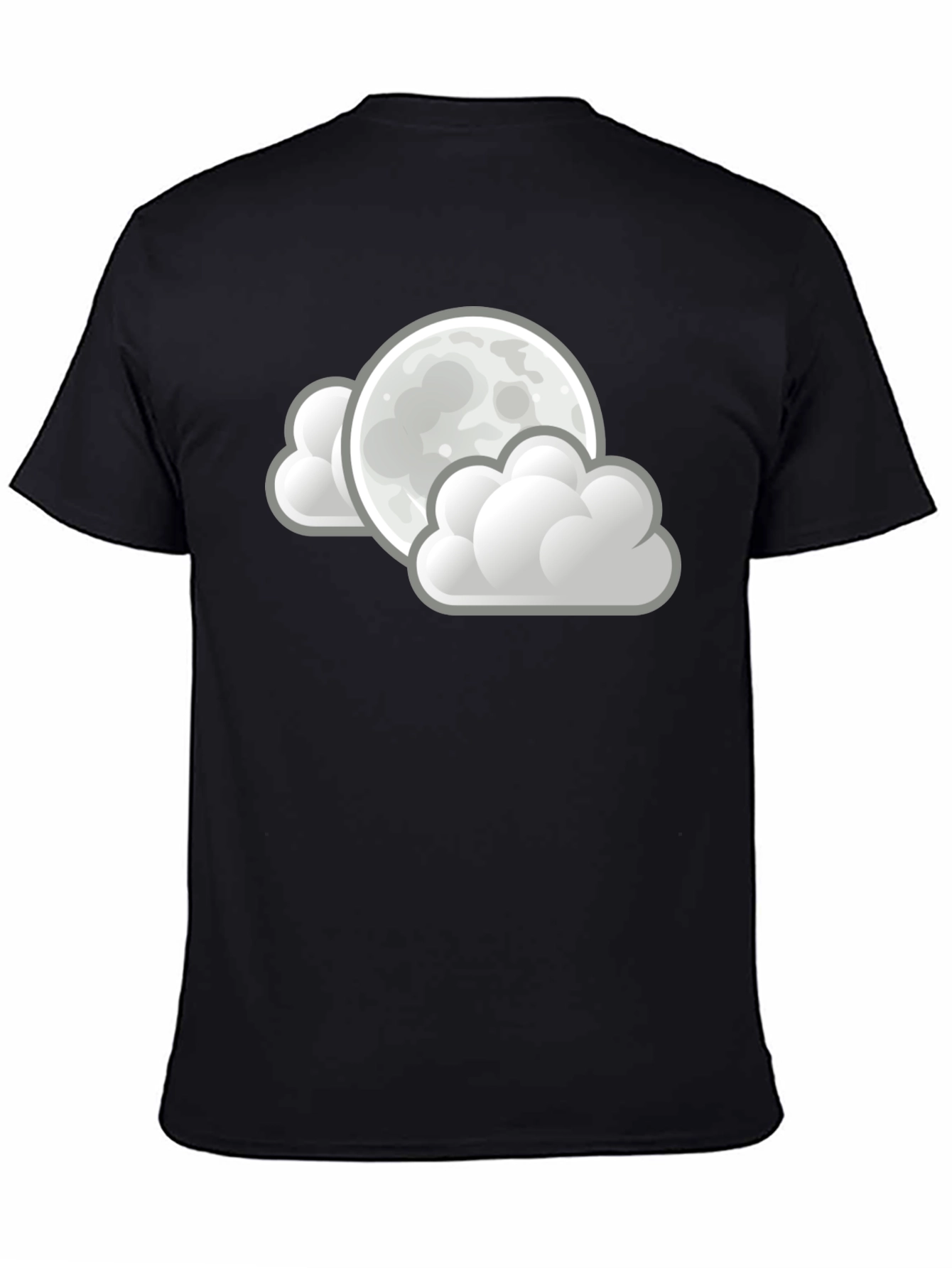 Moon and Clouds Graphic Black T-Shirt