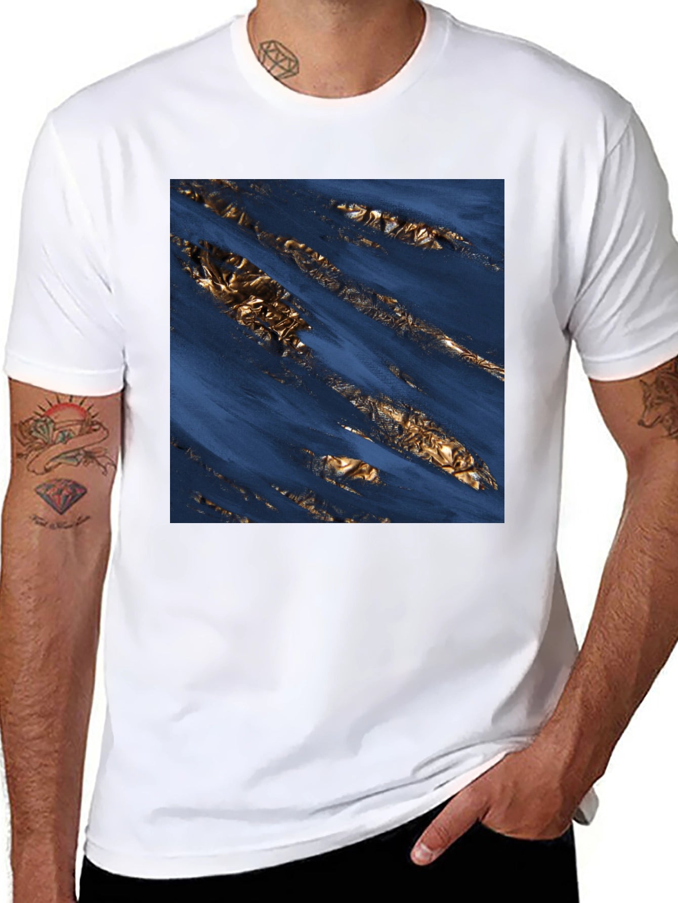 Abstract Gold Foil T-Shirt - Modern Graphic Tee
