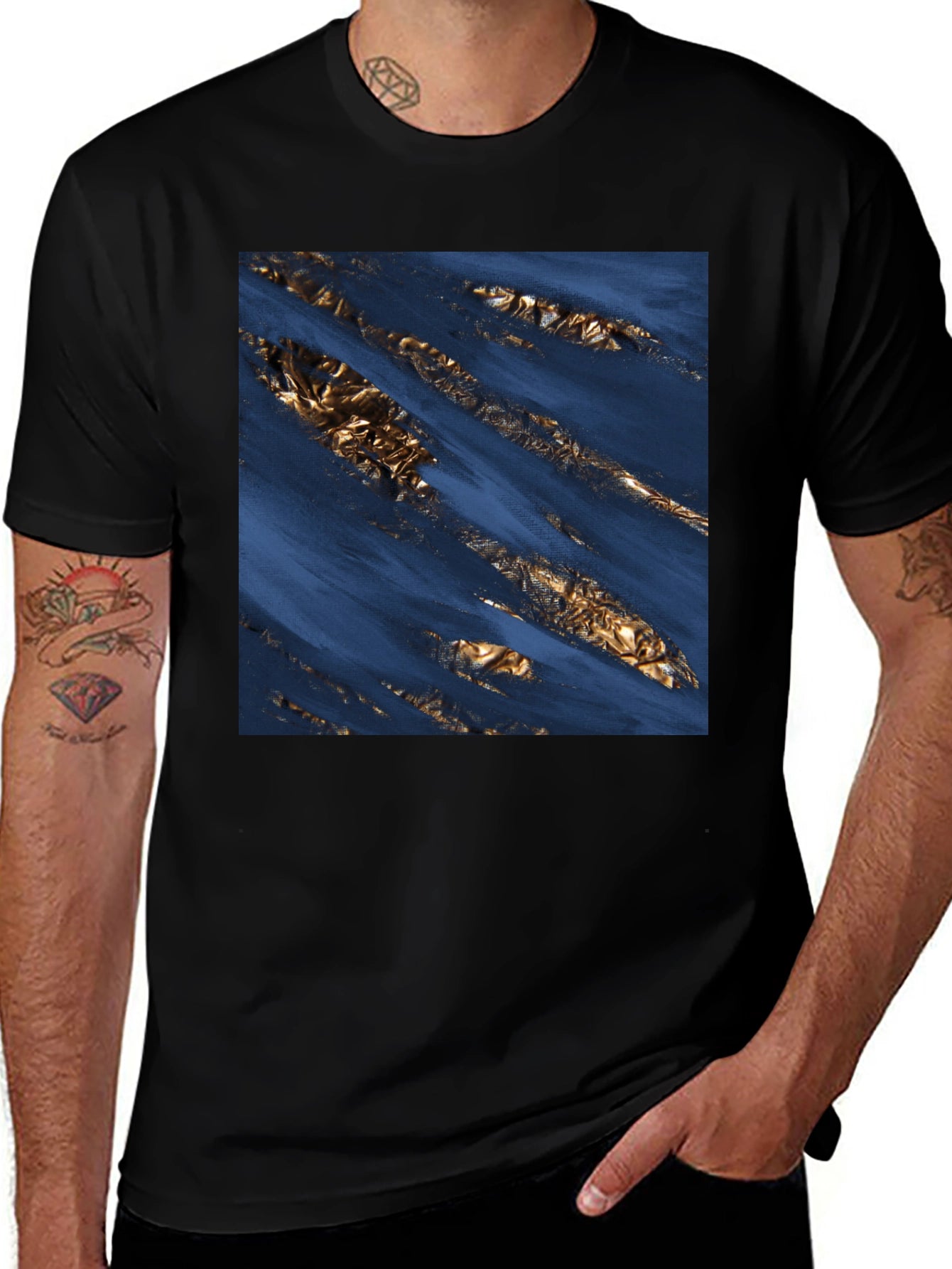 Abstract Gold Foil T-Shirt - Modern Graphic Tee