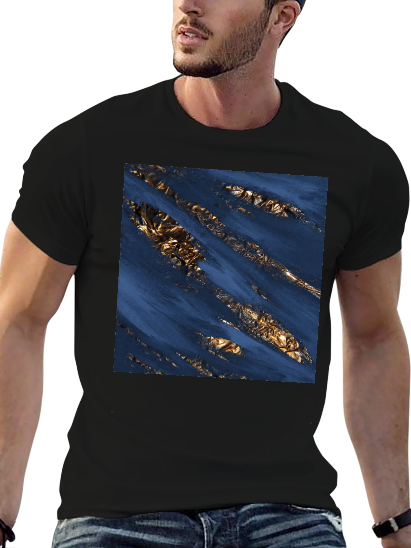Abstract Gold Foil T-Shirt - Modern Graphic Tee