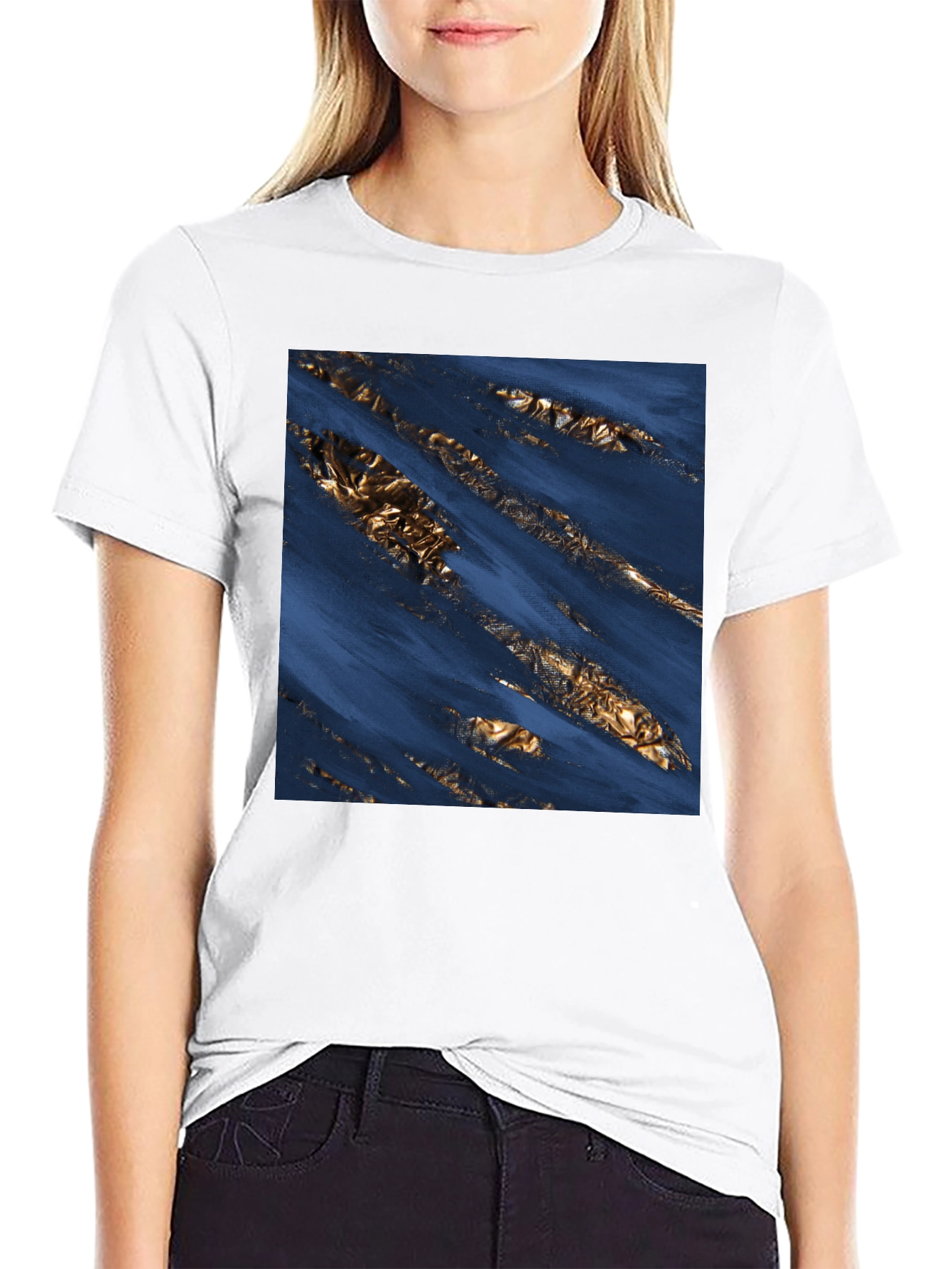 Abstract Gold Foil T-Shirt - Modern Graphic Tee