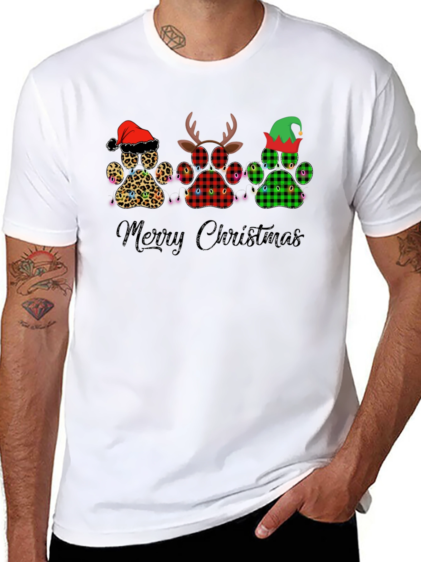 Merry Christmas Paw Print Tee