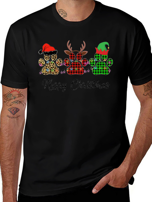 Merry Christmas Paw Print Tee