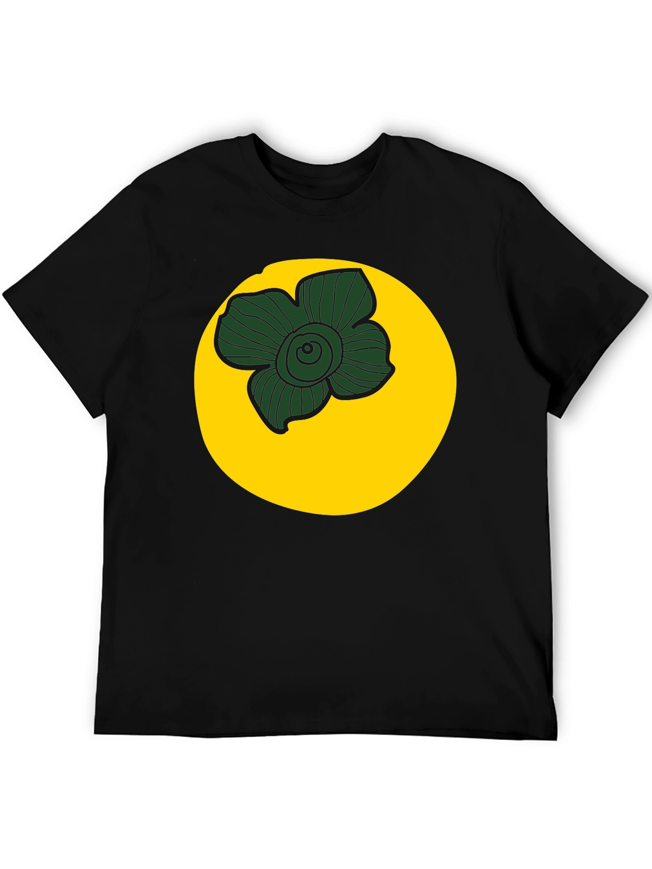 Black Tee with Floral Circle Graphic