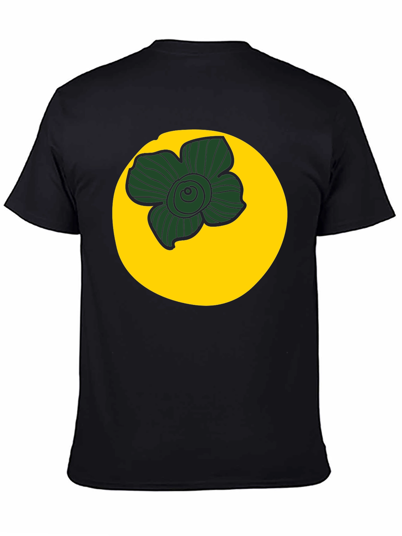 Black Tee with Floral Circle Graphic