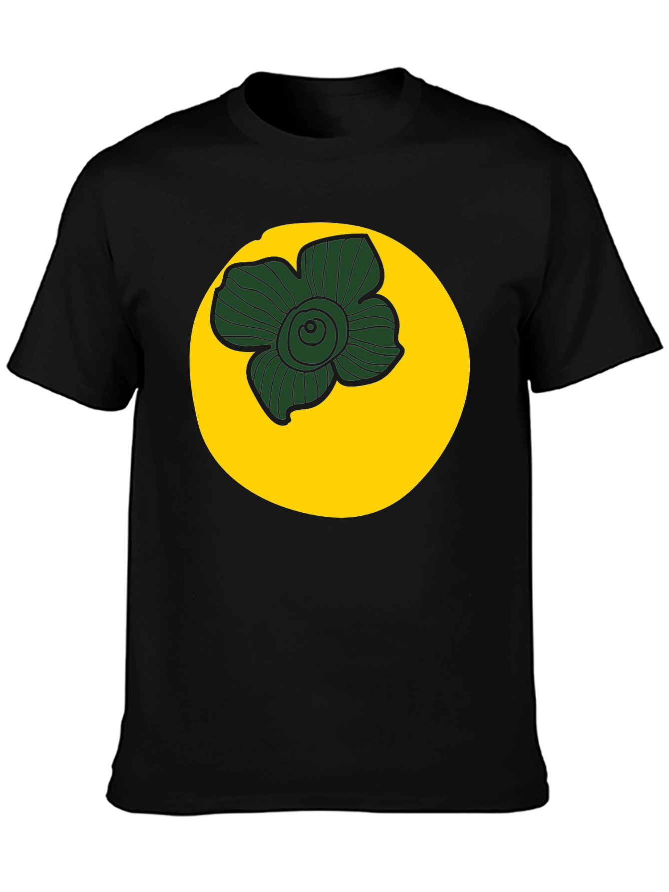 Black Tee with Floral Circle Graphic