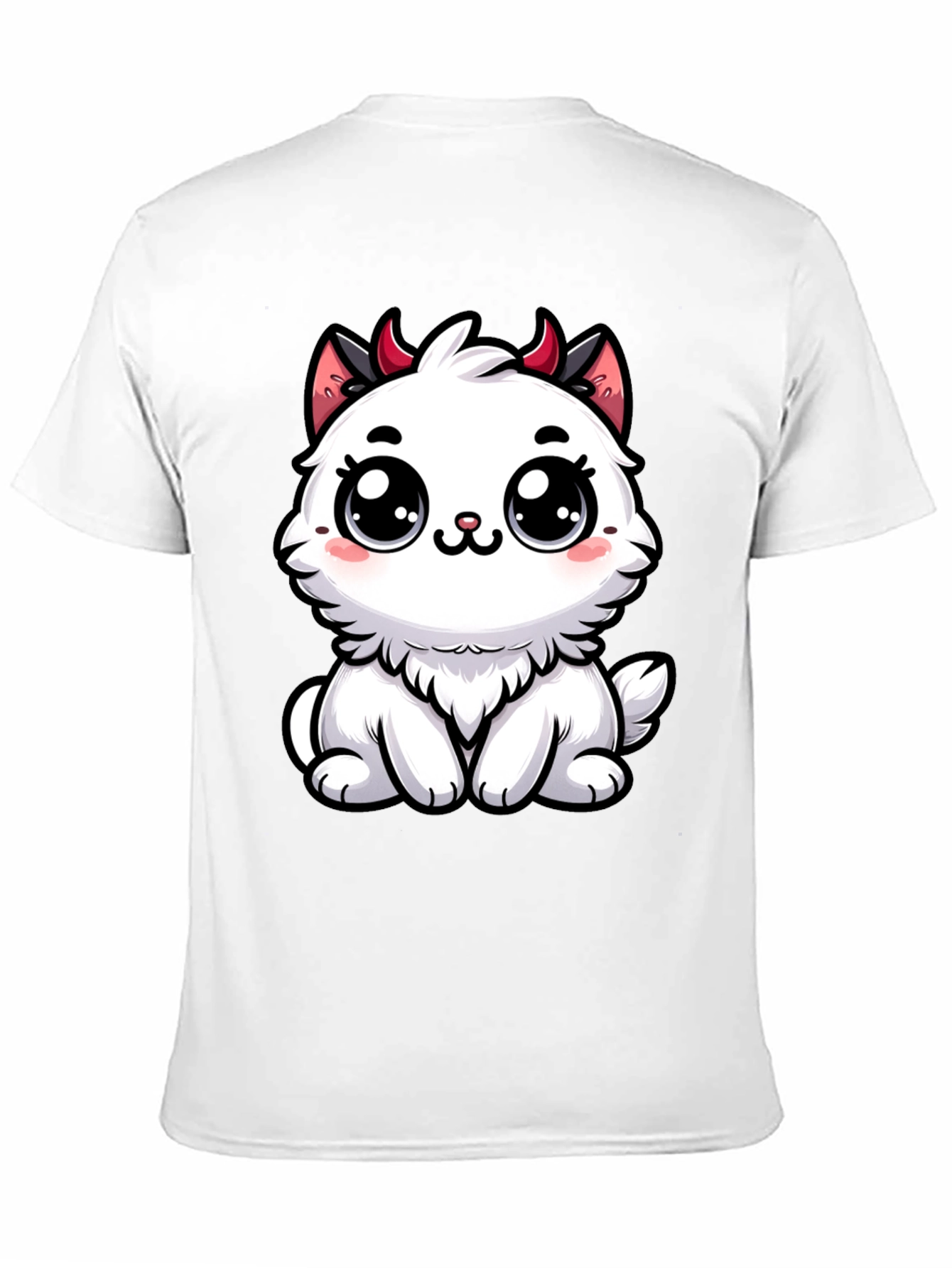 Cute Devil Kitten Graphic T-Shirt - Black