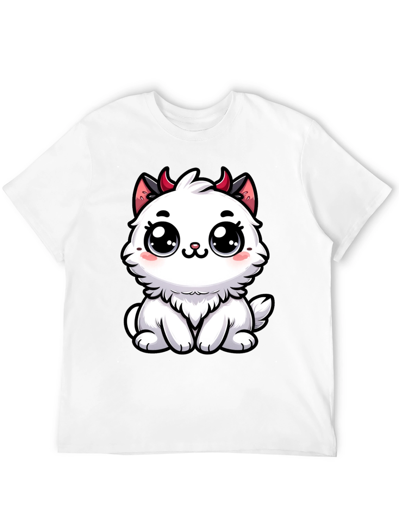 Cute Devil Kitten Graphic T-Shirt - Black