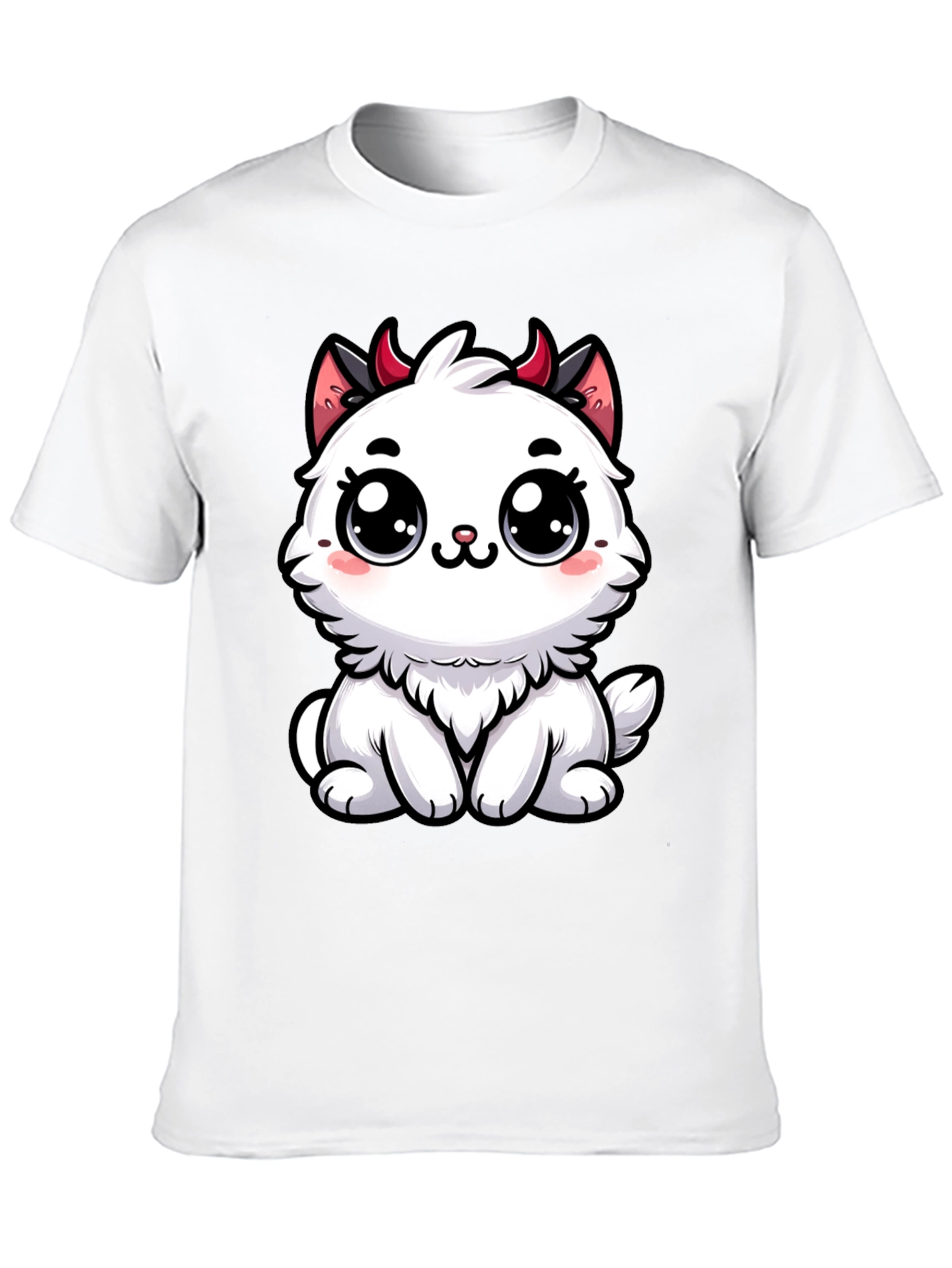 Cute Devil Kitten Graphic T-Shirt - Black