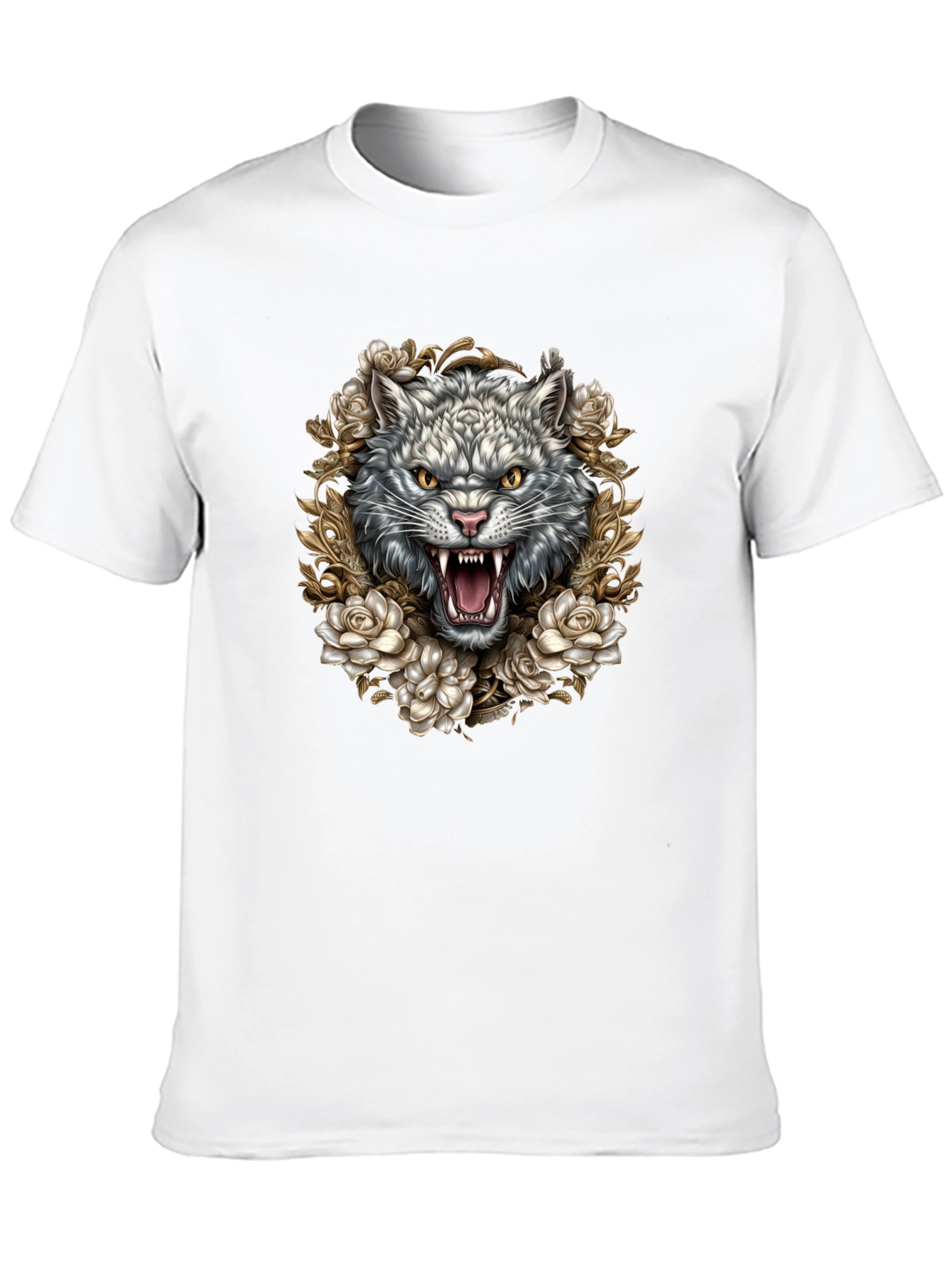 Wolf and Roses Graphic Tee - Black